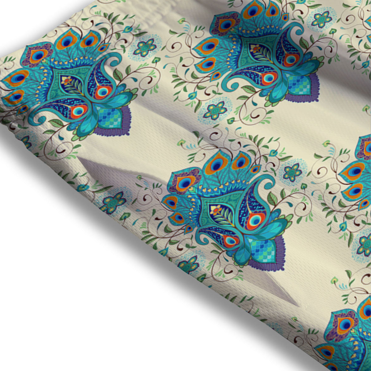 Peacock Feather Vintage Print Pattern Mesh Shorts