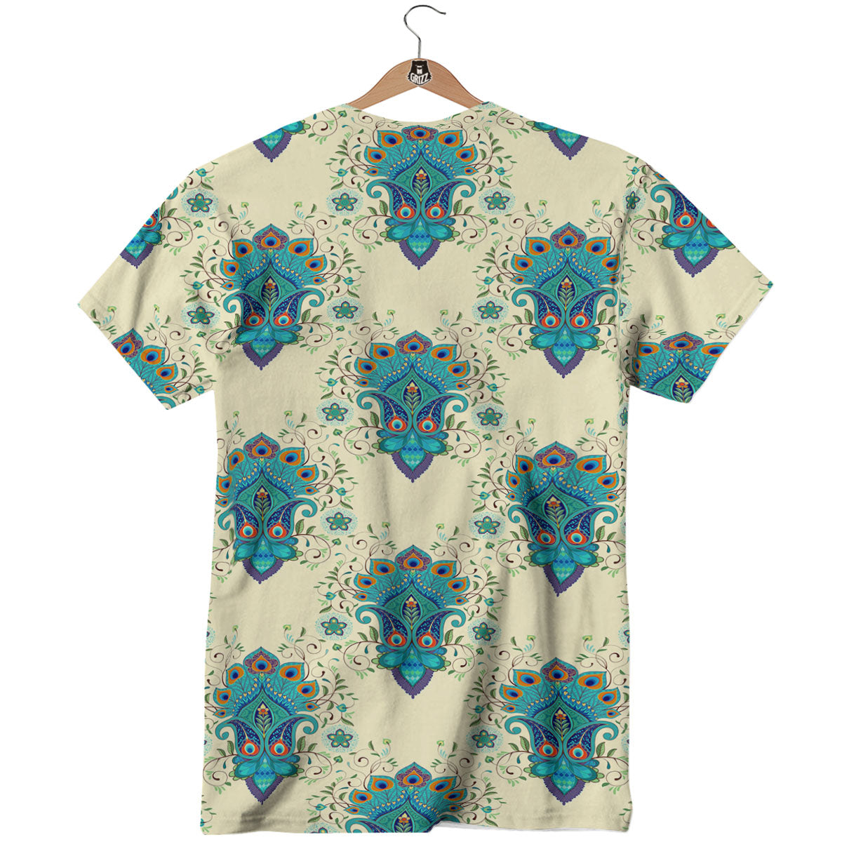 Peacock Feather Vintage Print Pattern T-Shirt-grizzshop