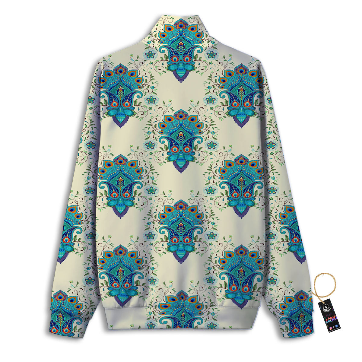 Peacock Feather Vintage Print Pattern Track Jacket-grizzshop