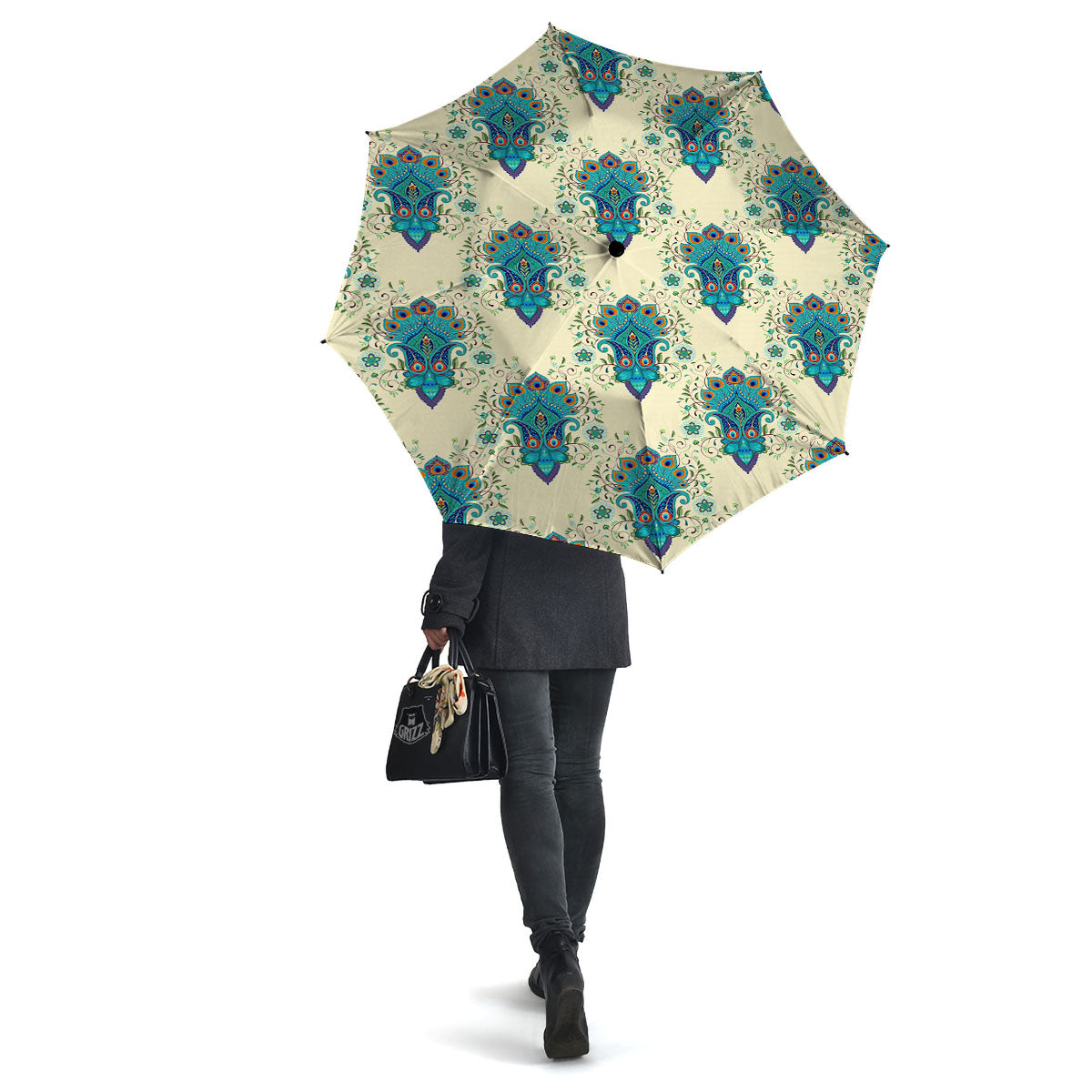 Peacock Feather Vintage Print Pattern Umbrella-grizzshop