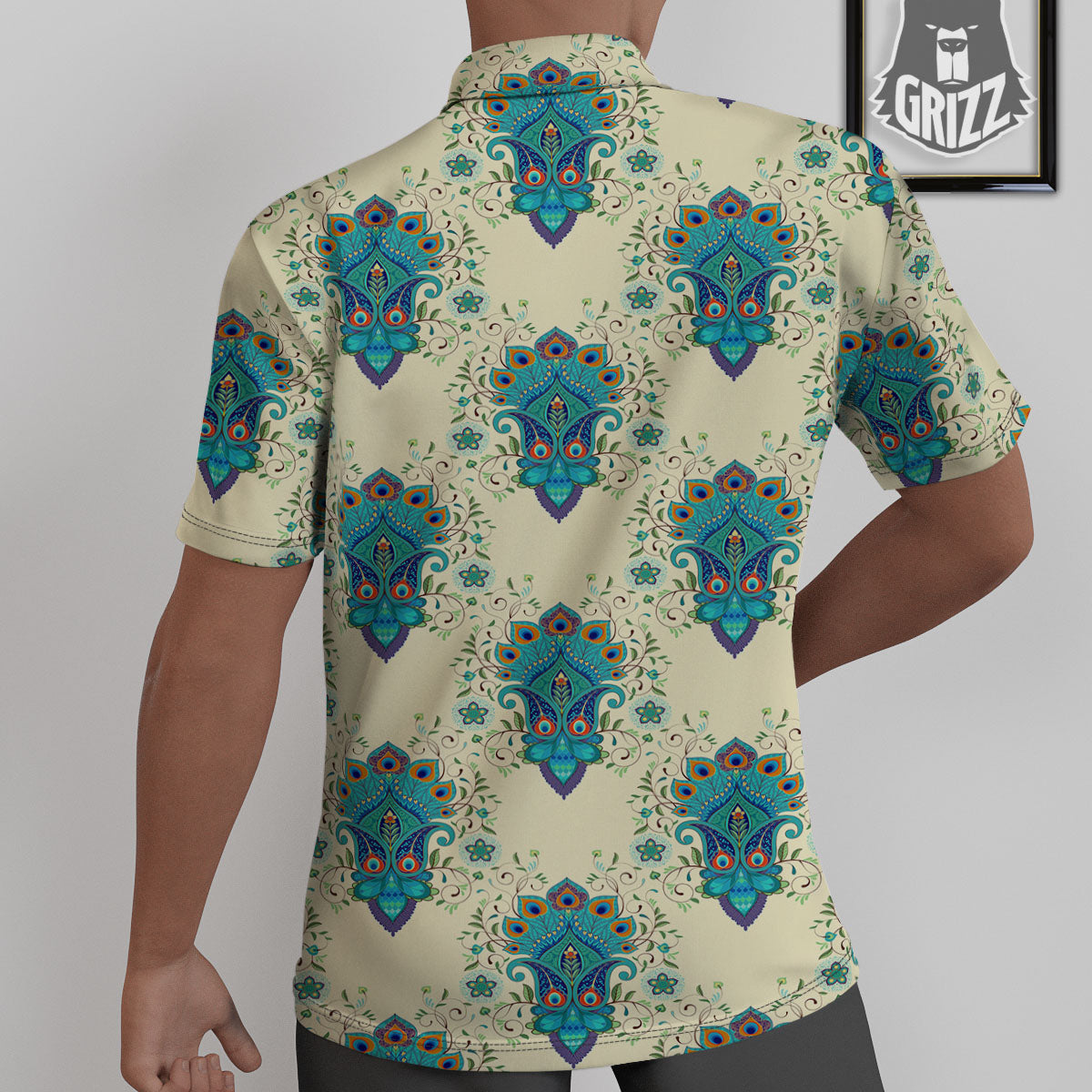Peacock Feather Vintage Print Pattern Untucked Shirts-grizzshop