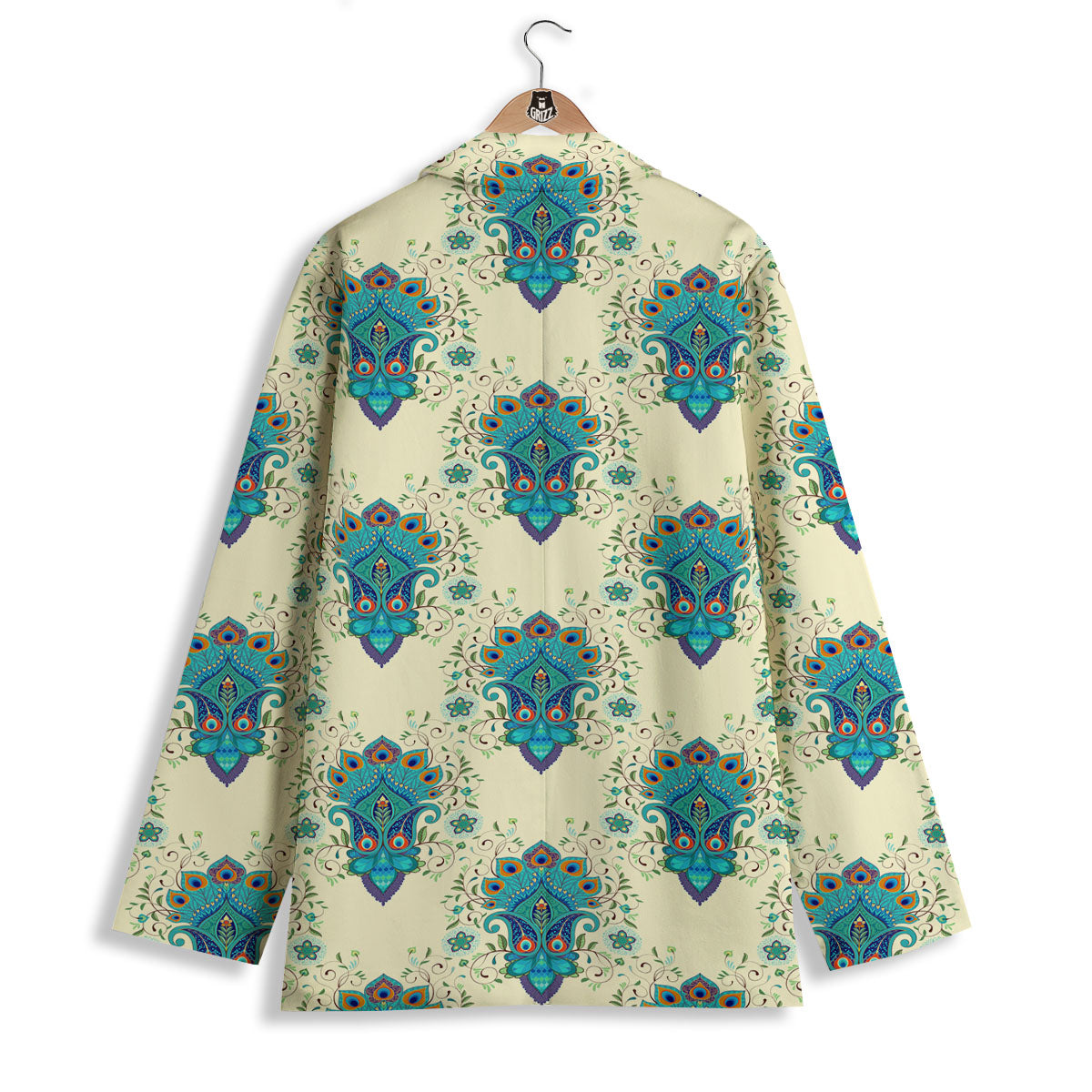 Peacock Feather Vintage Print Pattern Women's Blazer-grizzshop