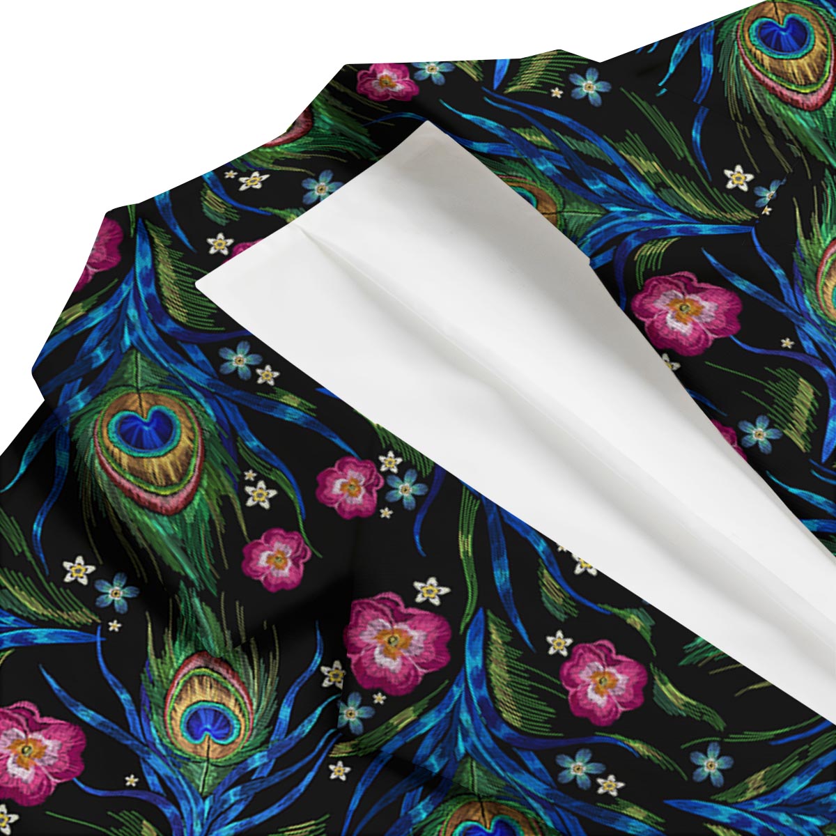 Peacock Rose Feather Pattern Print Men's Blazer-grizzshop