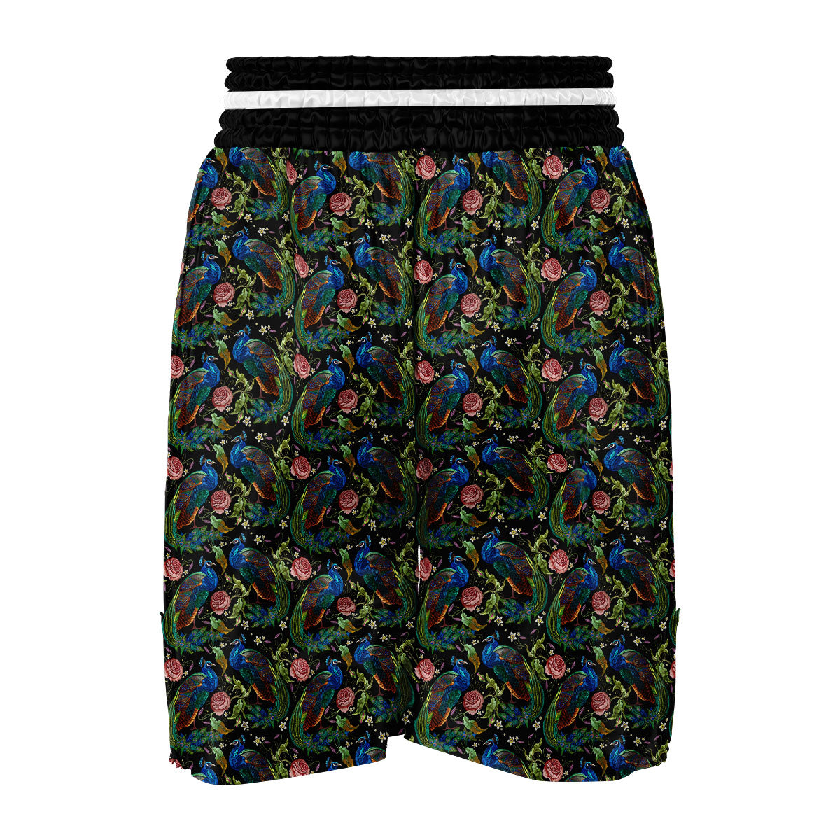 Peacock Rose Pattern Print Boxing Shorts-grizzshop