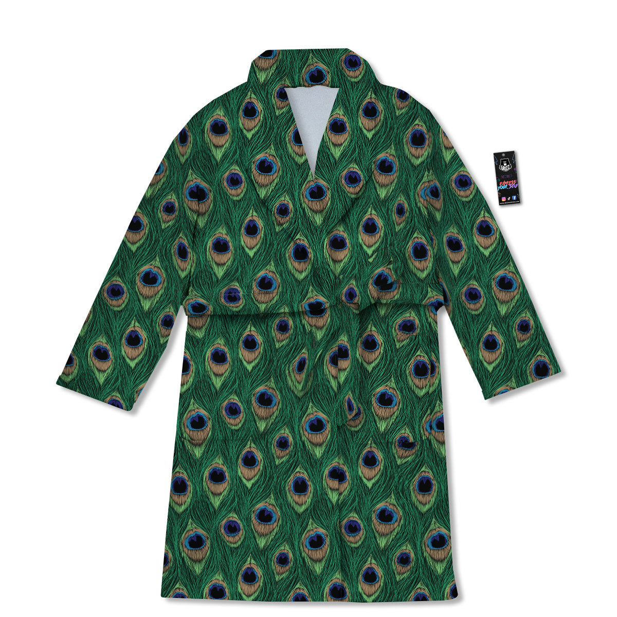Peacock Tail Print Bathrobe-grizzshop
