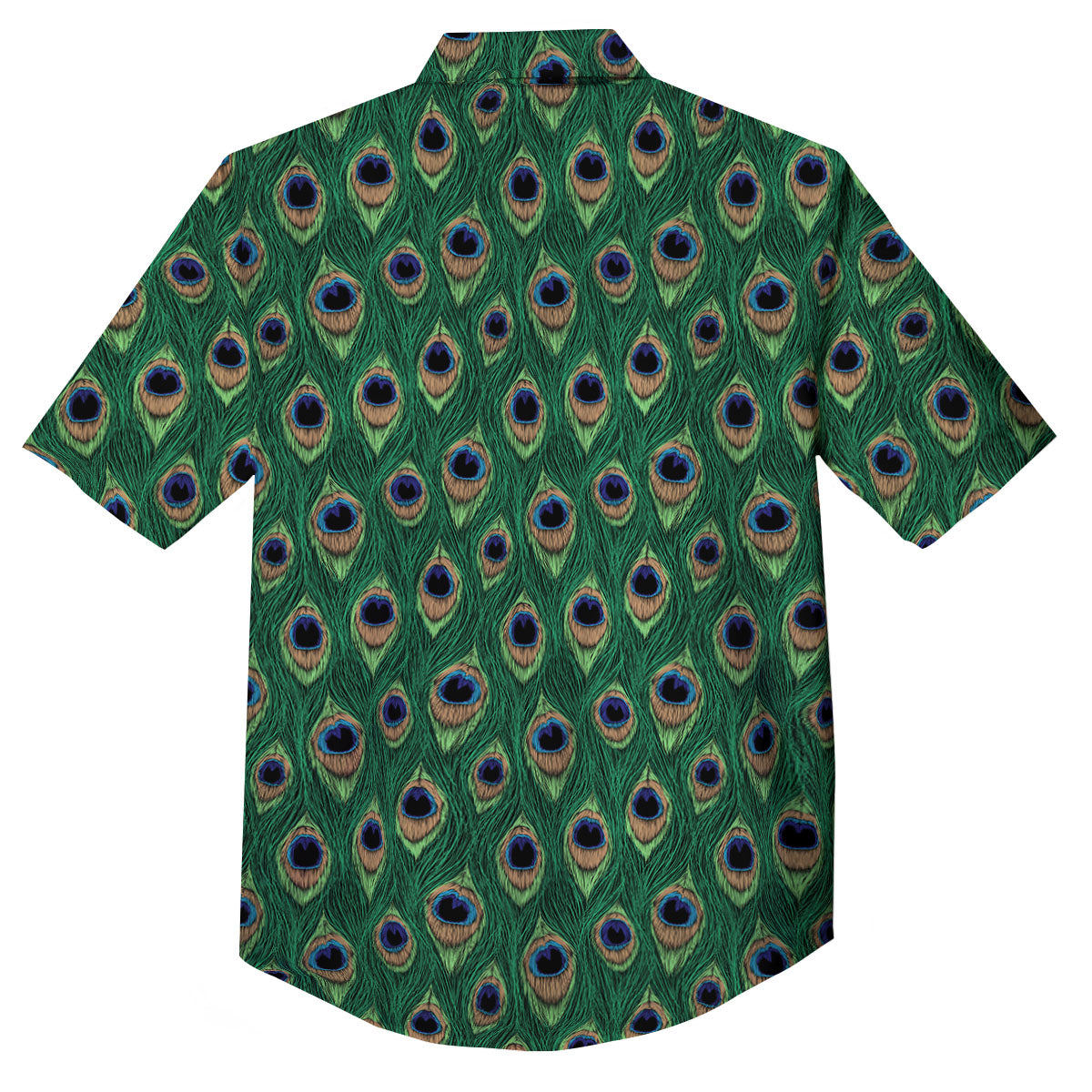 Peacock Tail Print Button Up Shirt-grizzshop