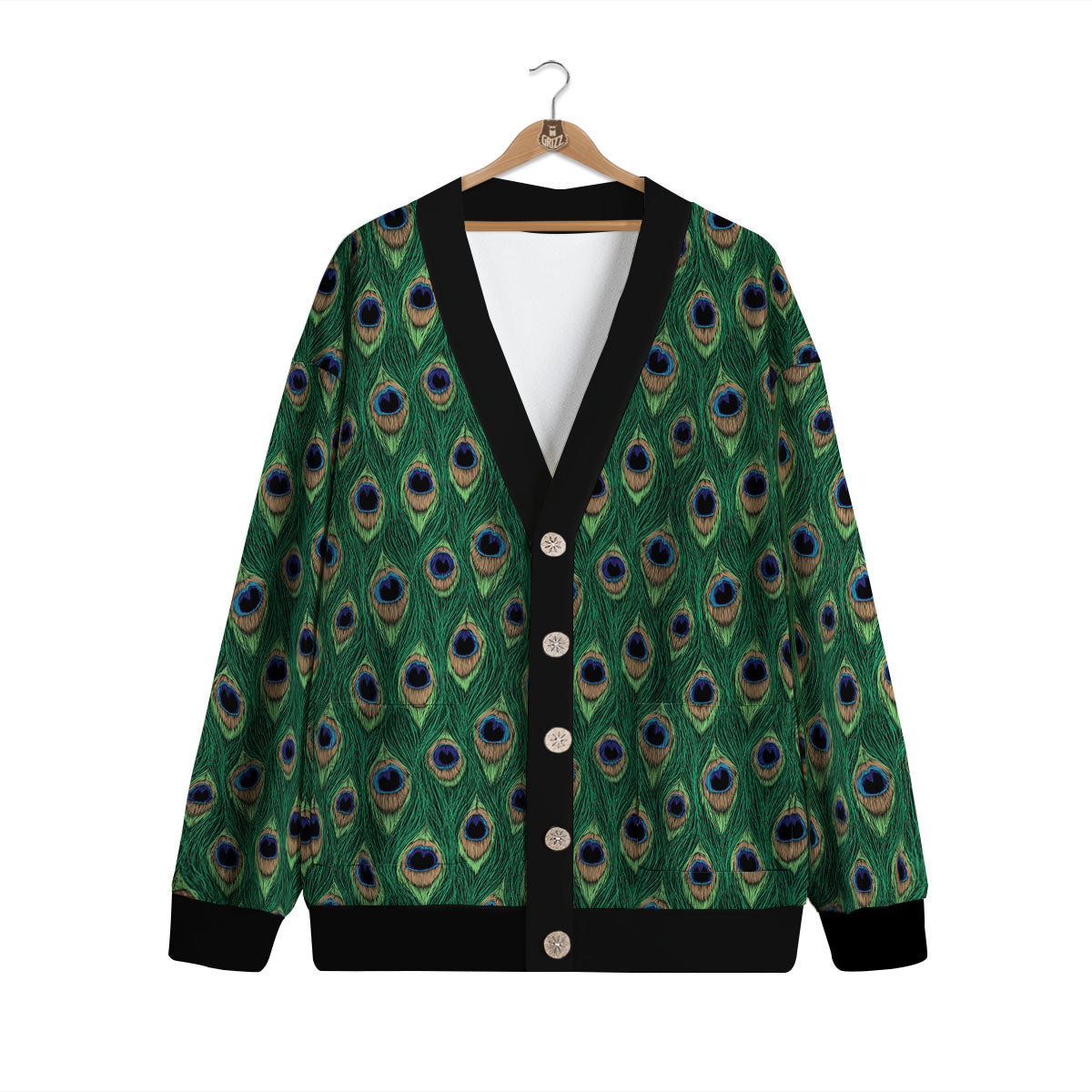 Peacock Tail Print Cardigan-grizzshop