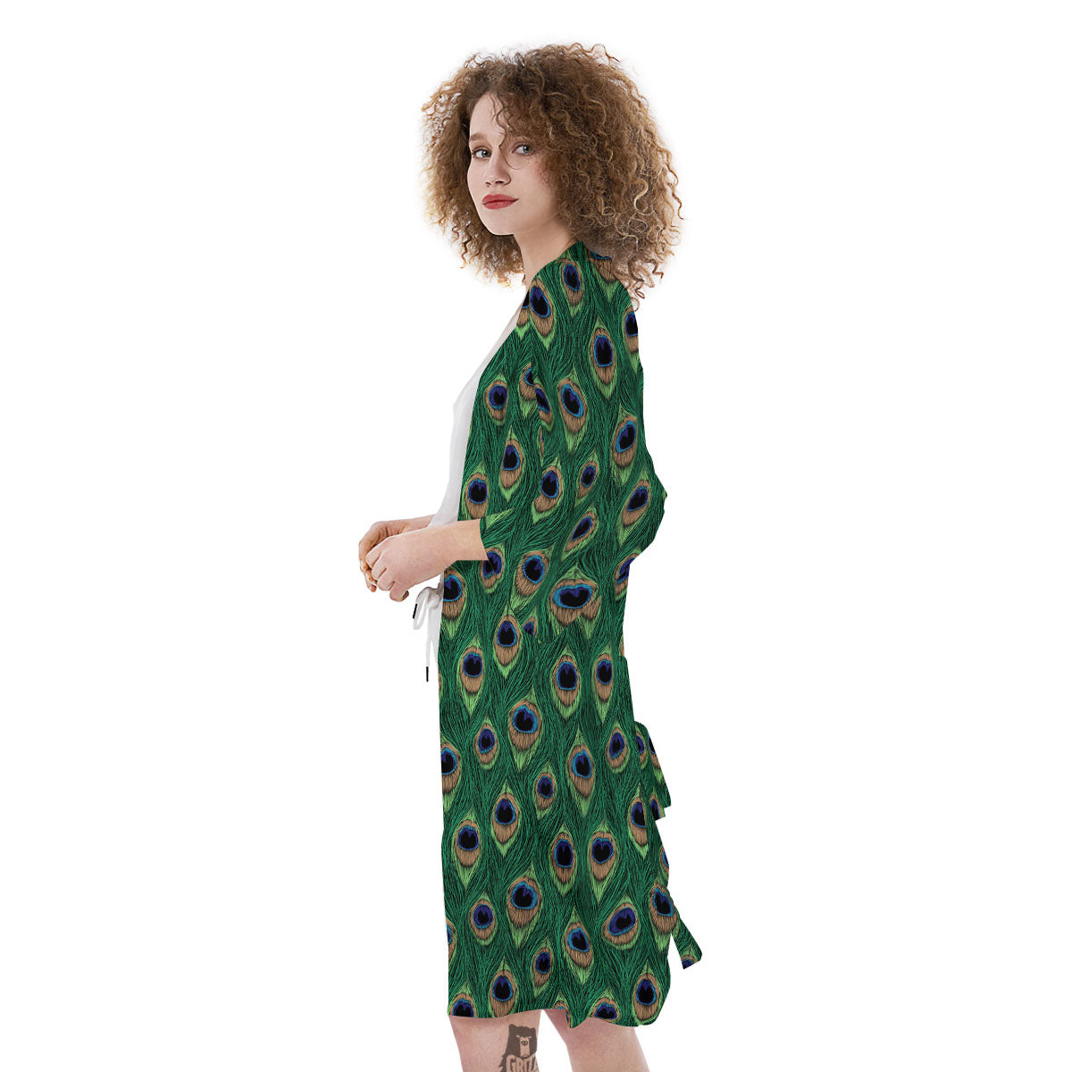 Peacock Tail Print Kimono-grizzshop