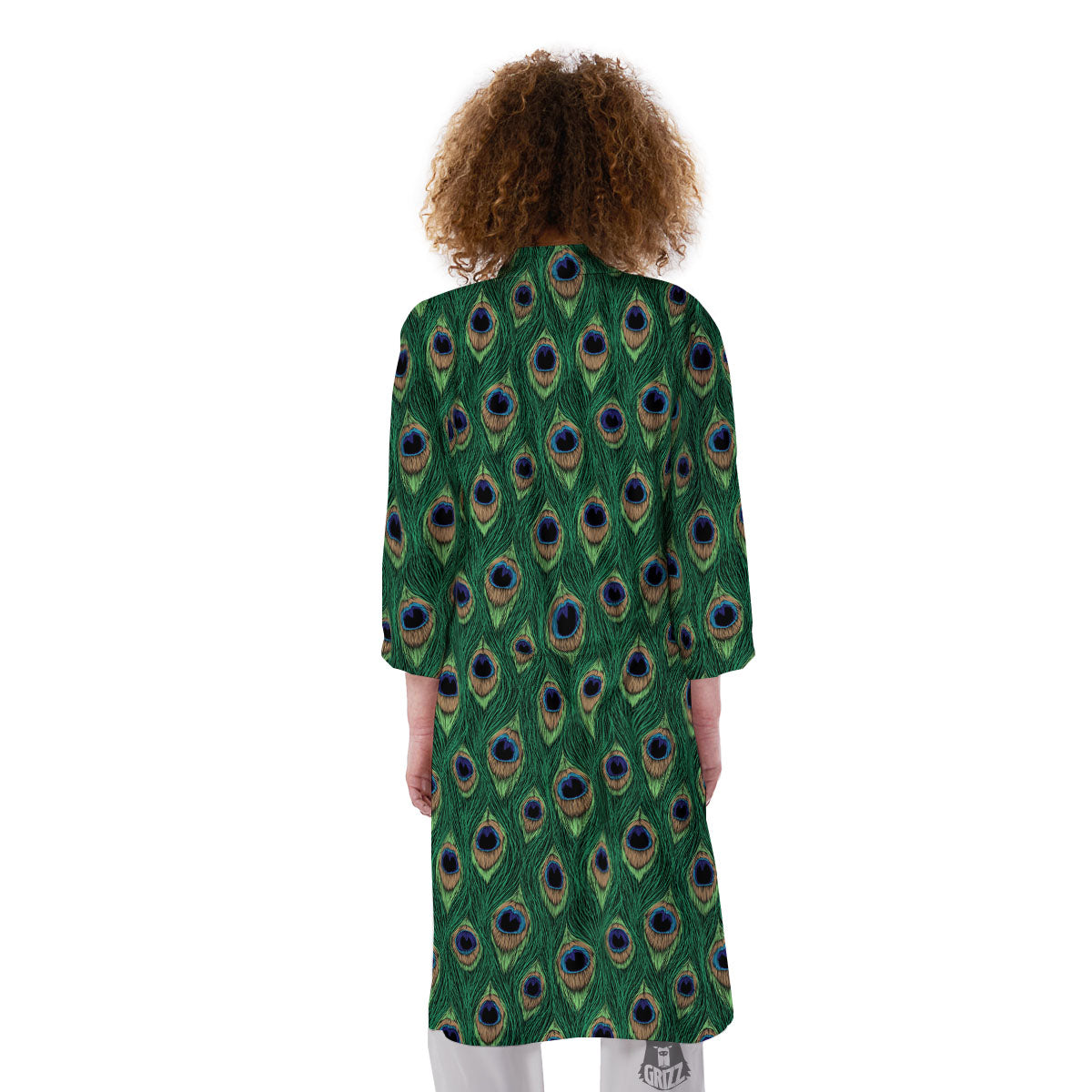 Peacock Tail Print Kimono-grizzshop