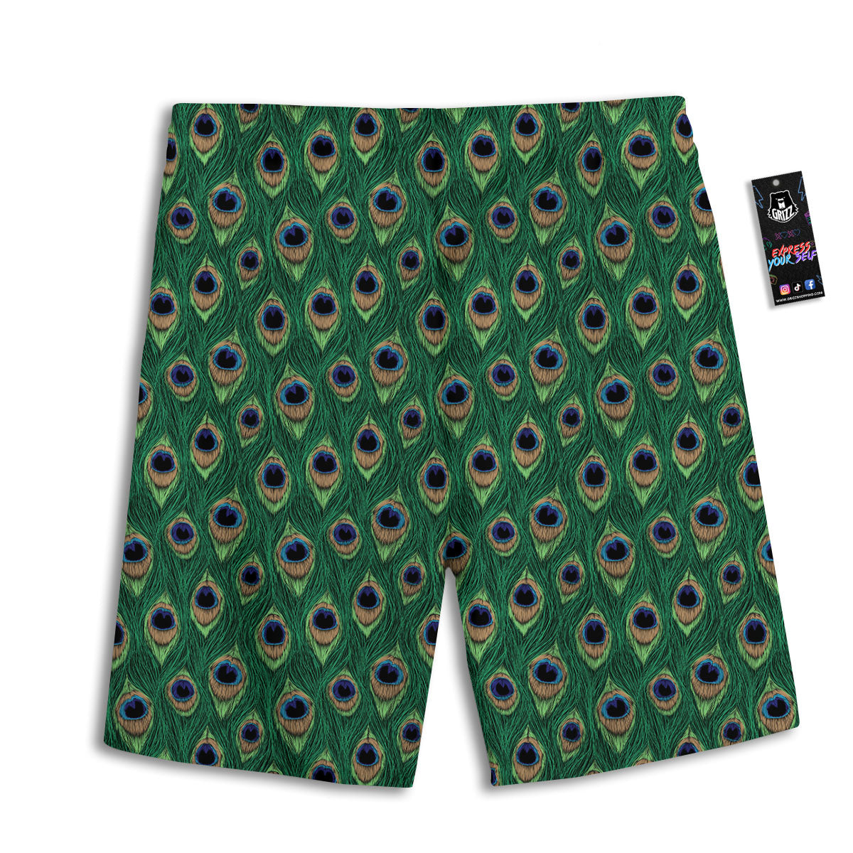 Peacock Tail Print Men's Athletic Shorts