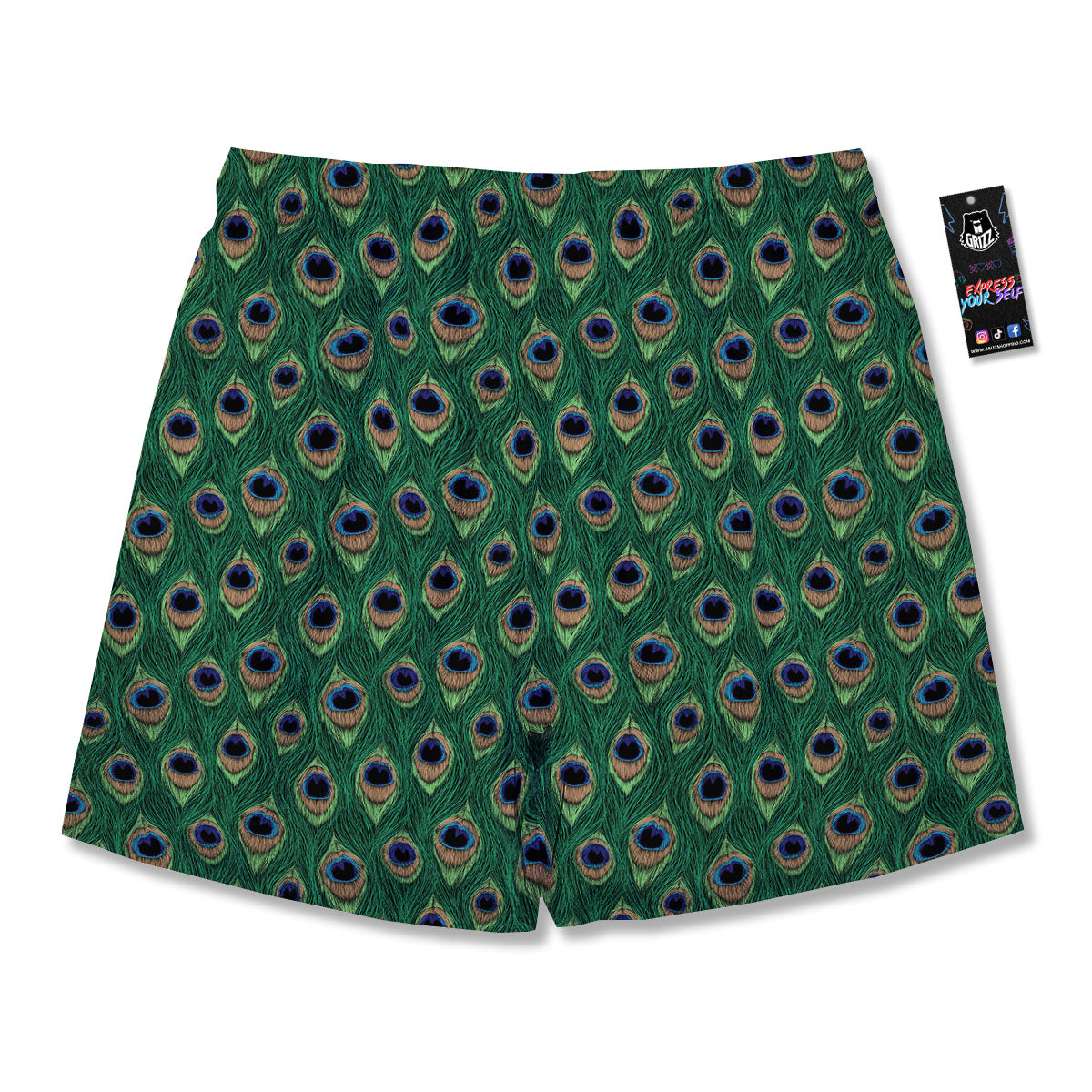 Peacock Tail Print Men's Running Shorts-grizzshop