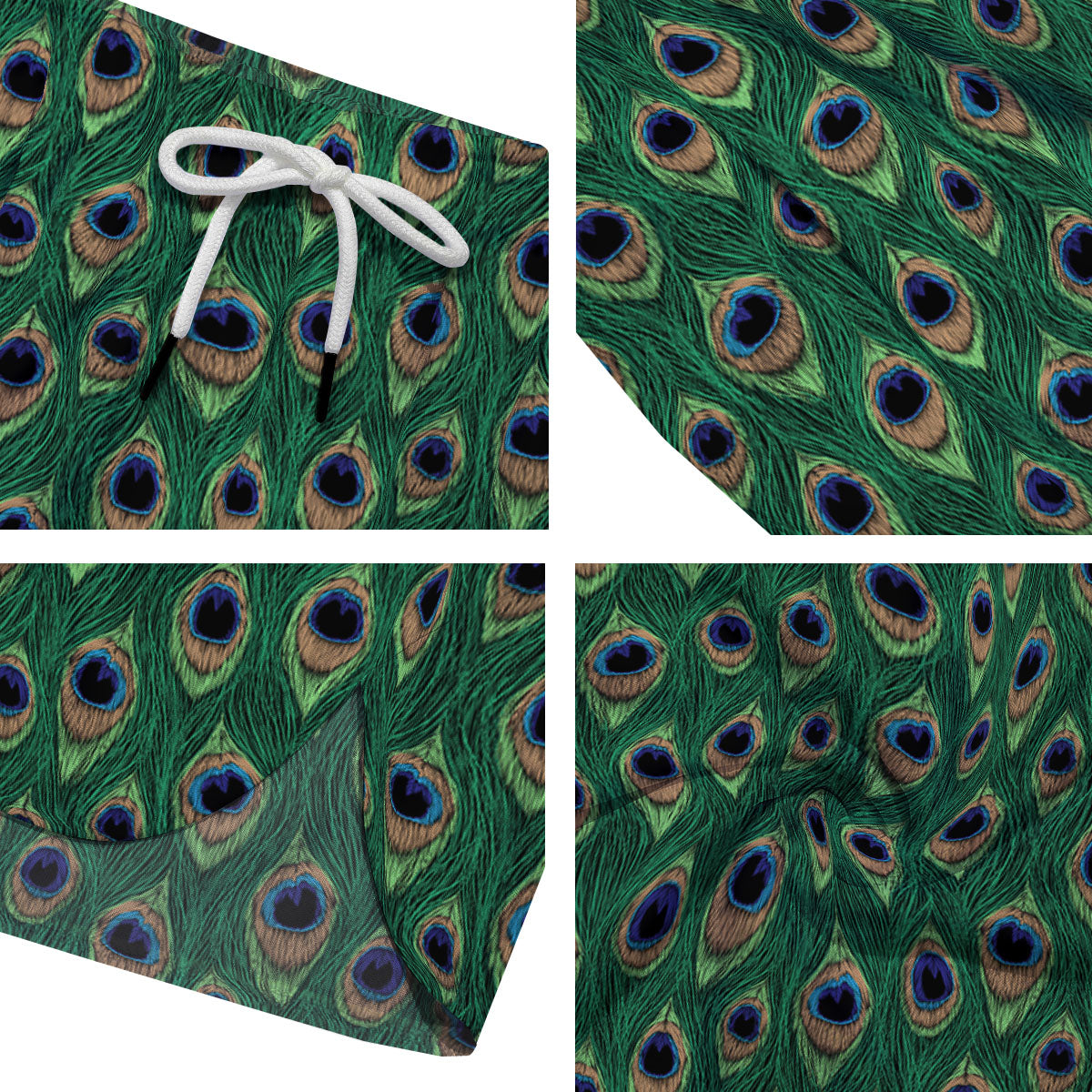 Peacock Tail Print Men's Running Shorts-grizzshop