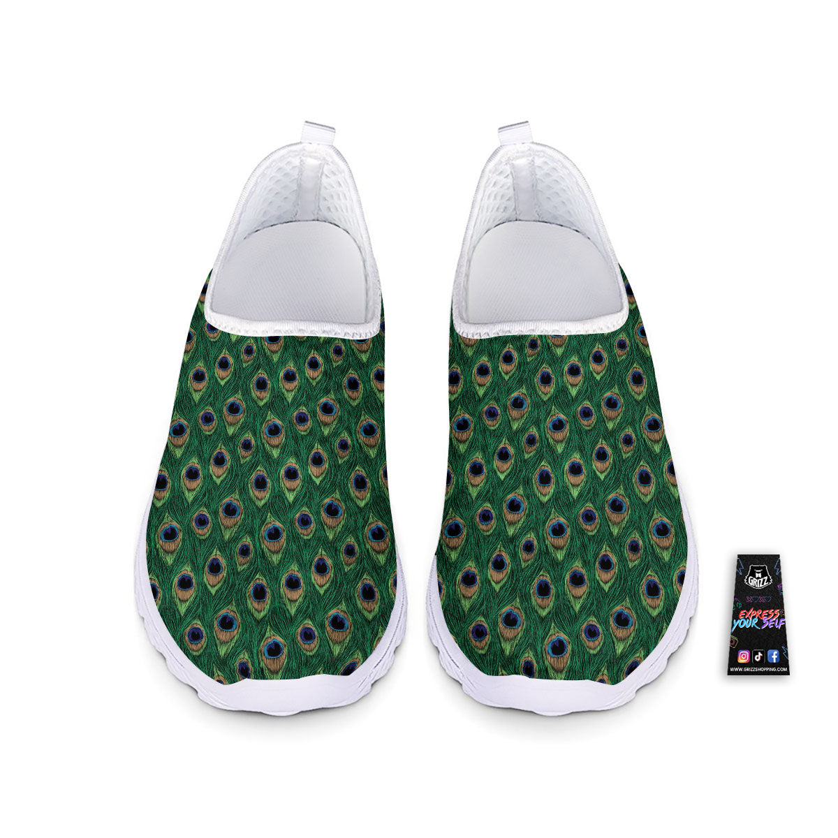 Peacock Tail Print Nurse Shoes-grizzshop