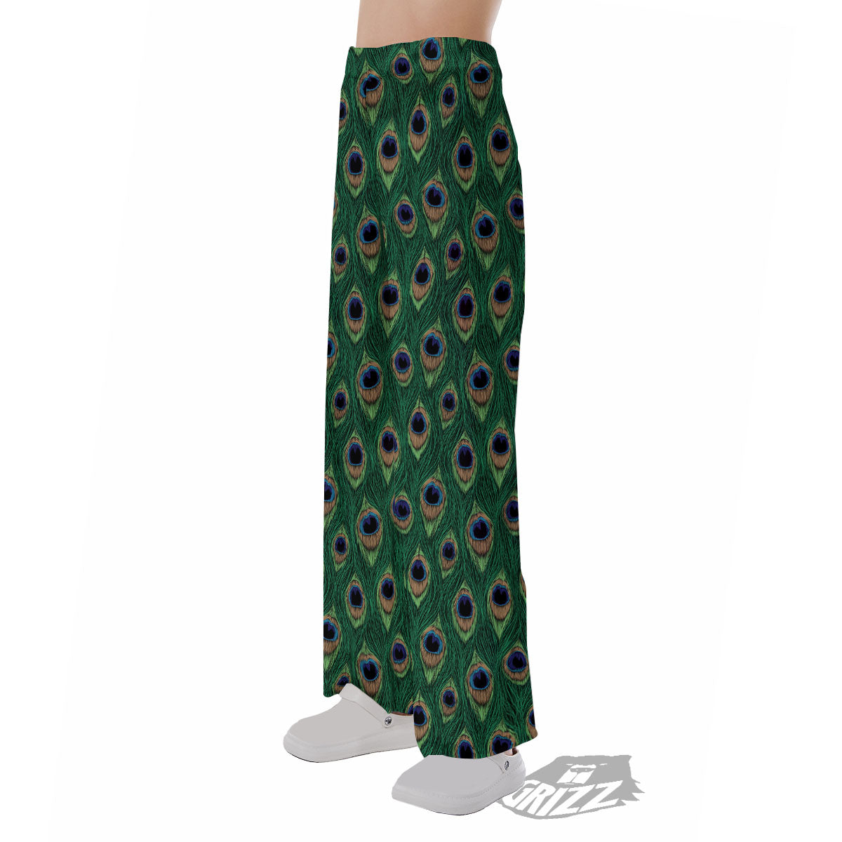 Peacock Tail Print Pajama Pants-grizzshop