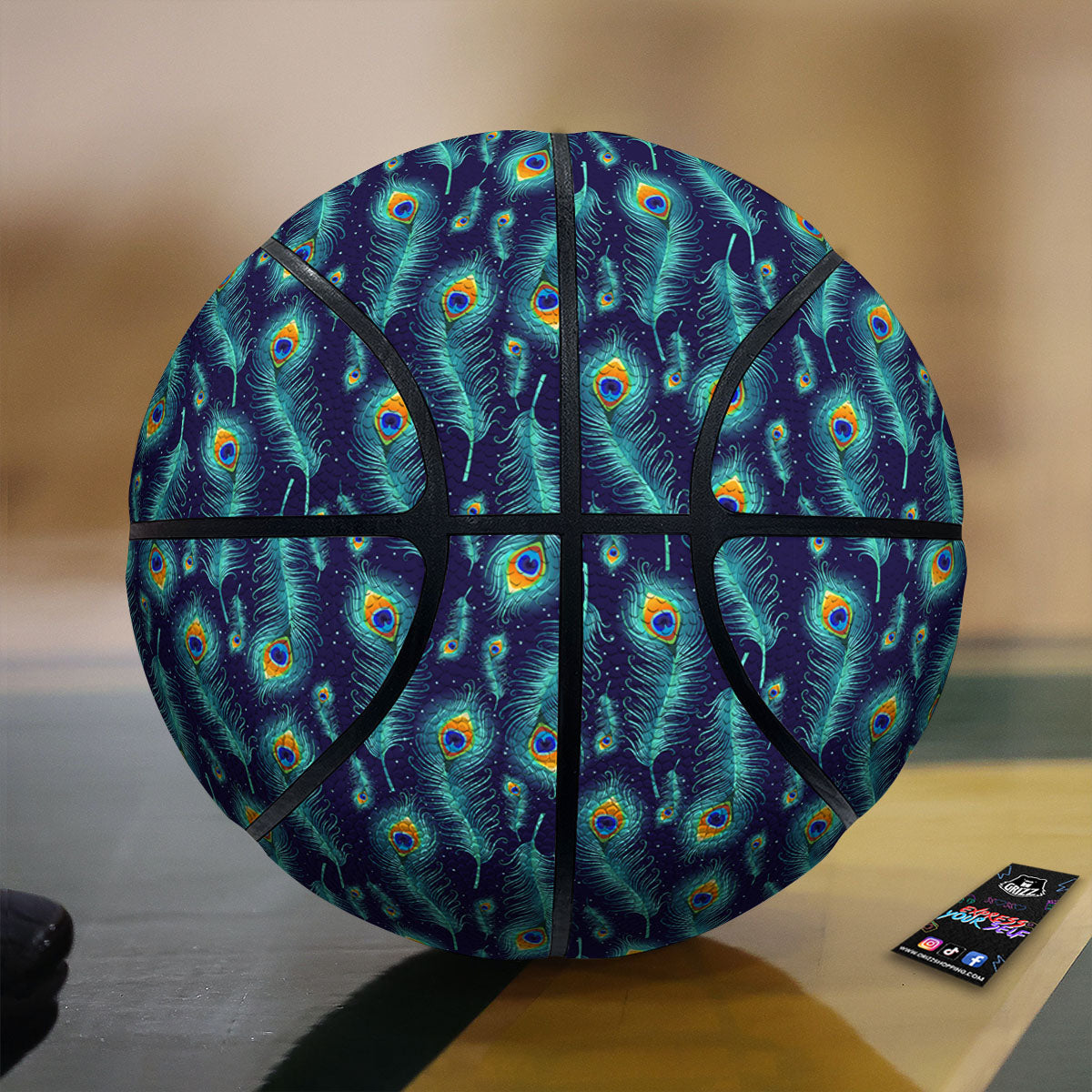 Peacock Tail Print Pattern Basketball-grizzshop