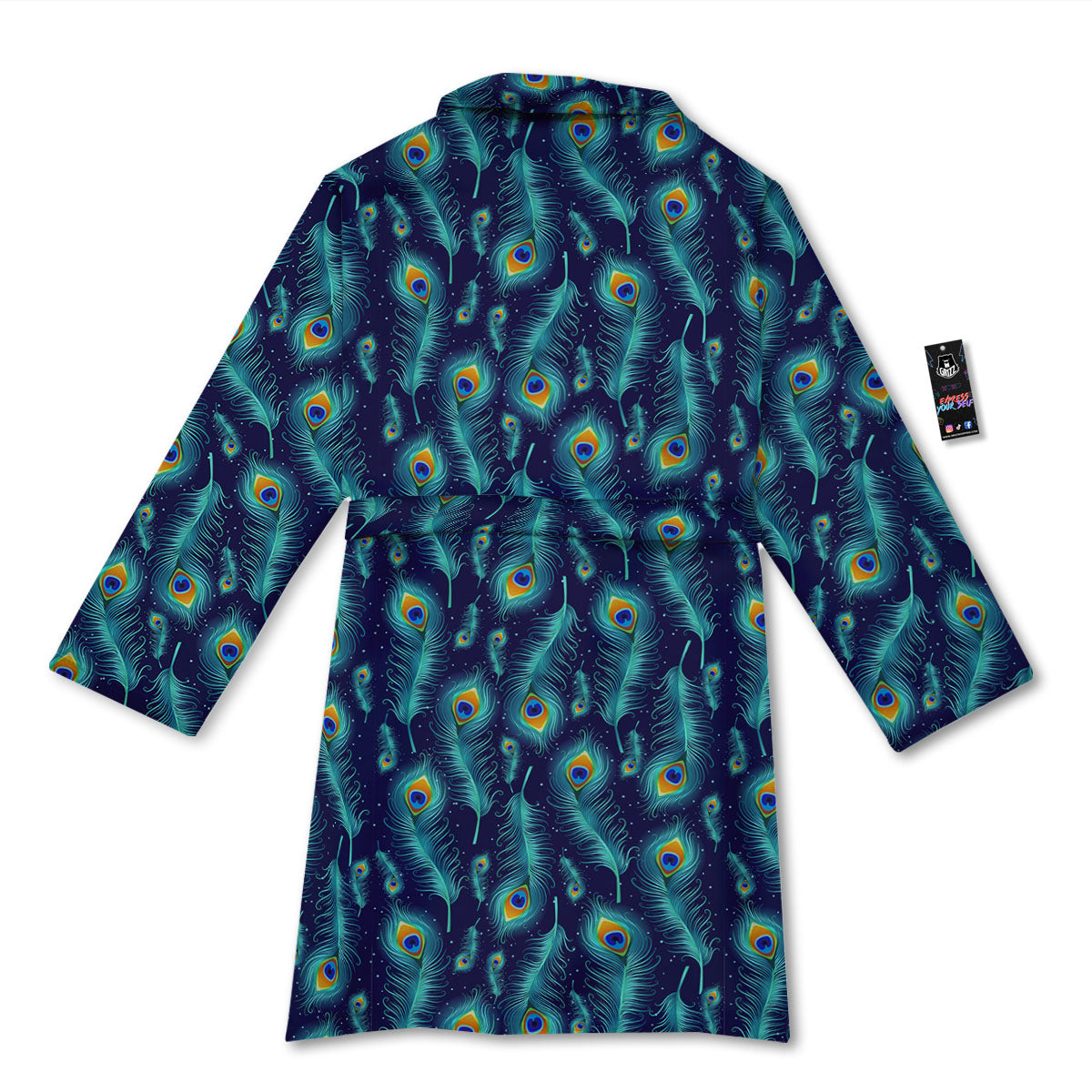 Peacock Tail Print Pattern Bathrobe-grizzshop