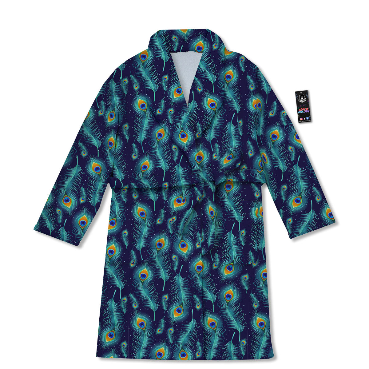 Peacock Tail Print Pattern Bathrobe-grizzshop