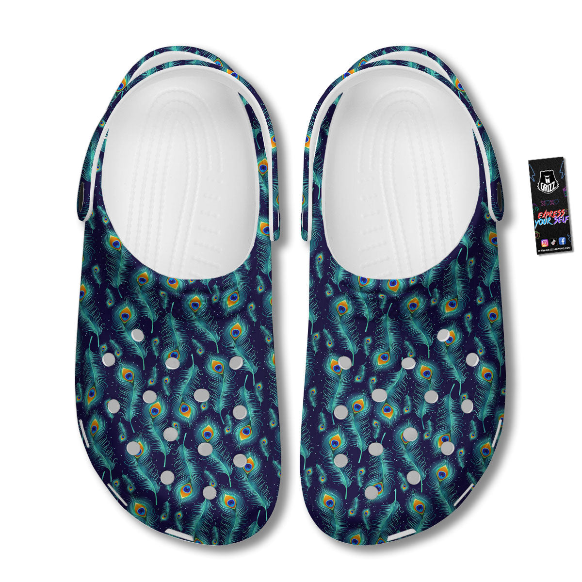 Peacock Tail Print Pattern Clog-grizzshop