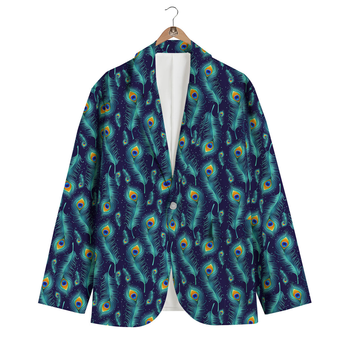 Peacock Tail Print Pattern Men's Blazer-grizzshop