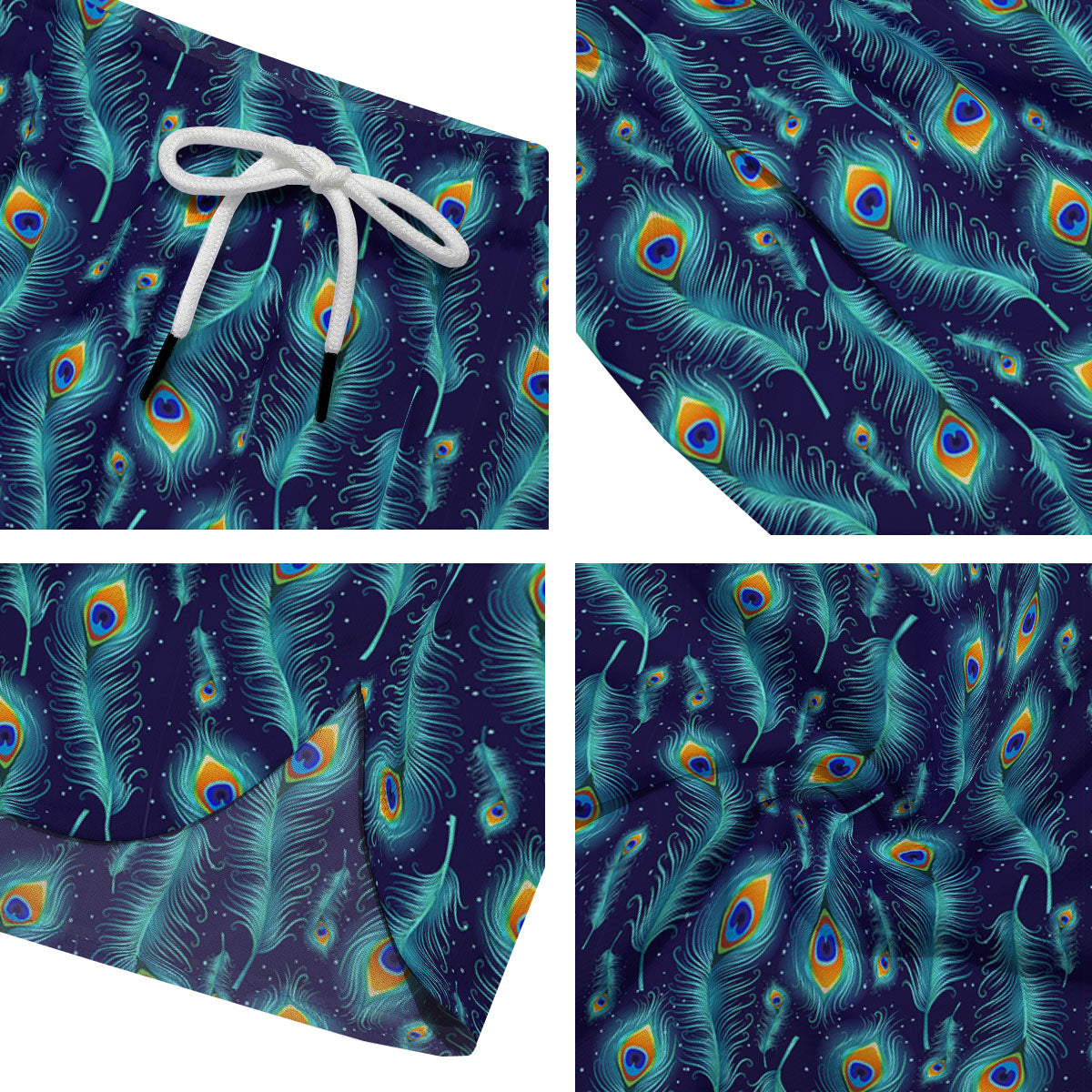 Peacock Tail Print Pattern Men's Running Shorts-grizzshop