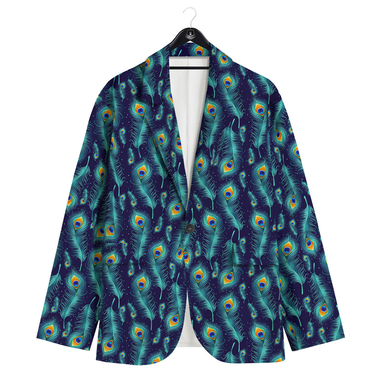 Peacock Tail Print Pattern Men's Sport Coat-grizzshop