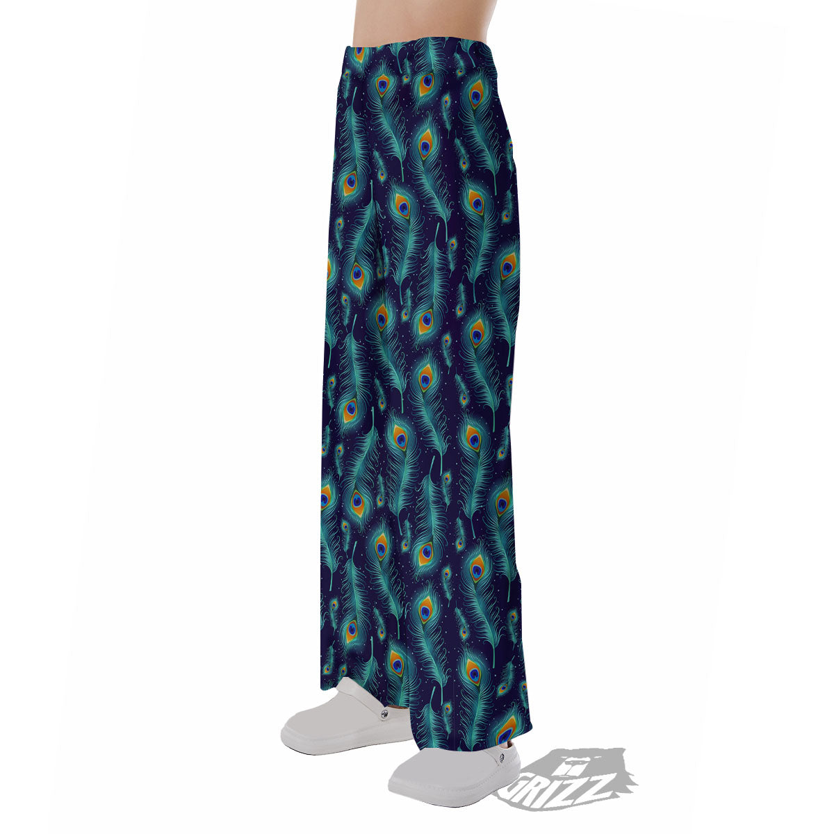 Peacock Tail Print Pattern Pajama Pants-grizzshop
