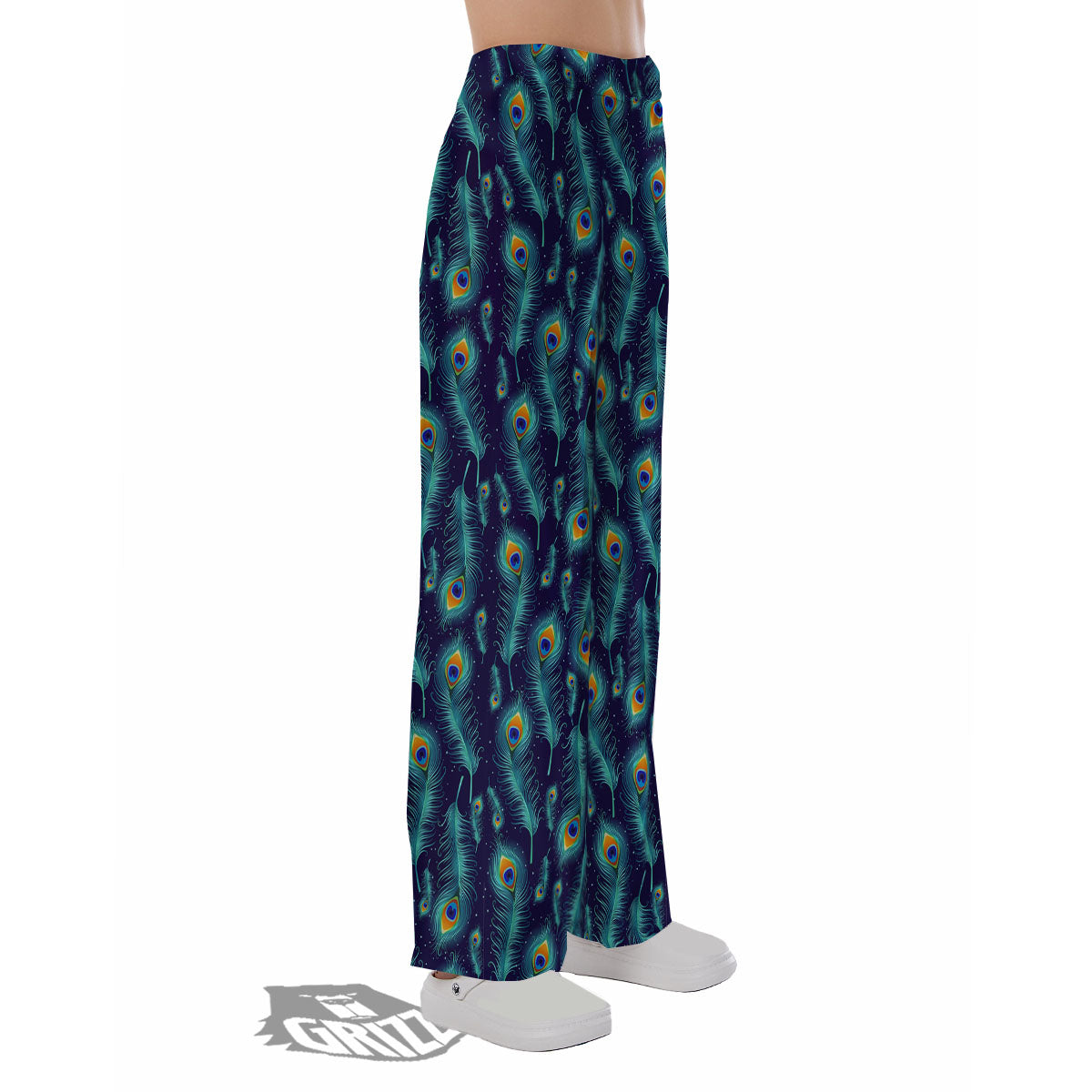 Peacock Tail Print Pattern Pajama Pants-grizzshop