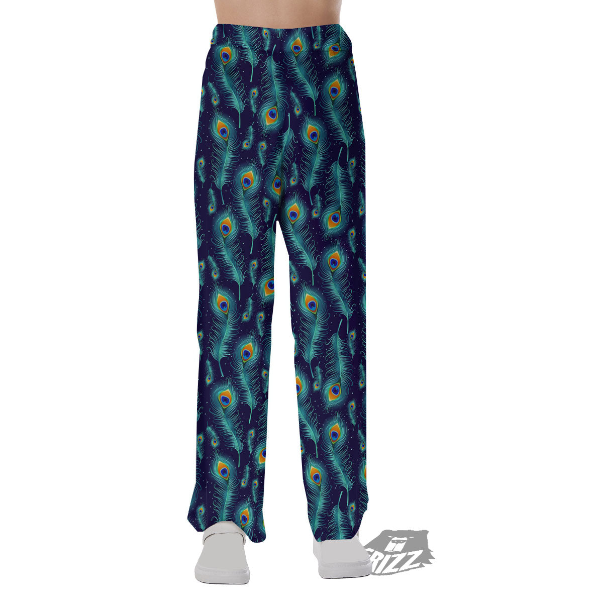 Peacock Tail Print Pattern Pajama Pants-grizzshop