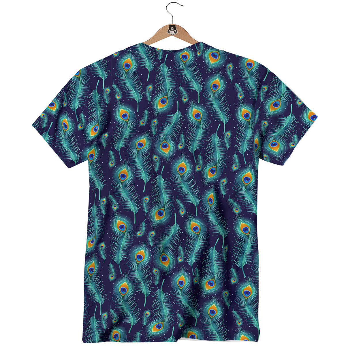 Peacock Tail Print Pattern T-Shirt-grizzshop