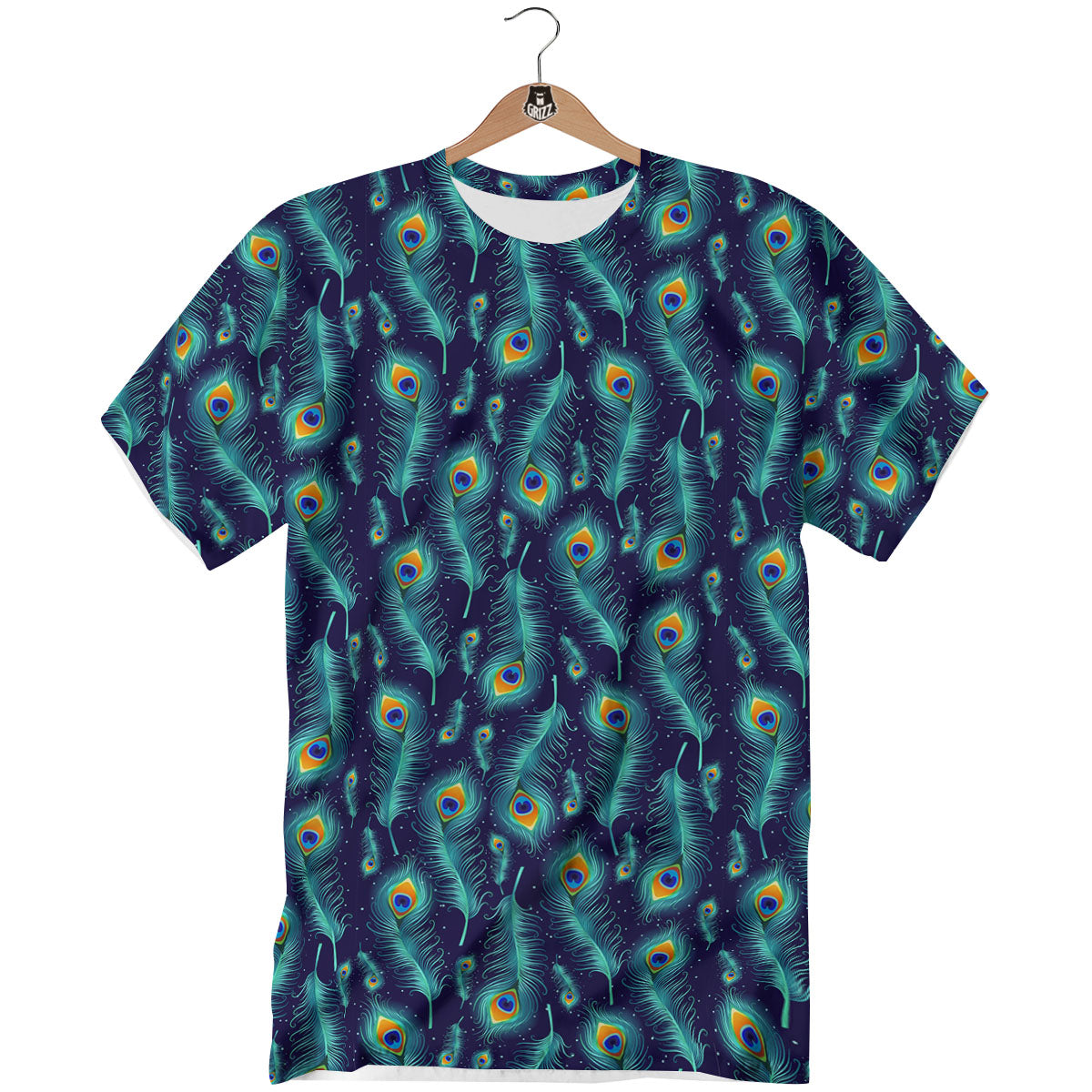 Peacock Tail Print Pattern T-Shirt-grizzshop