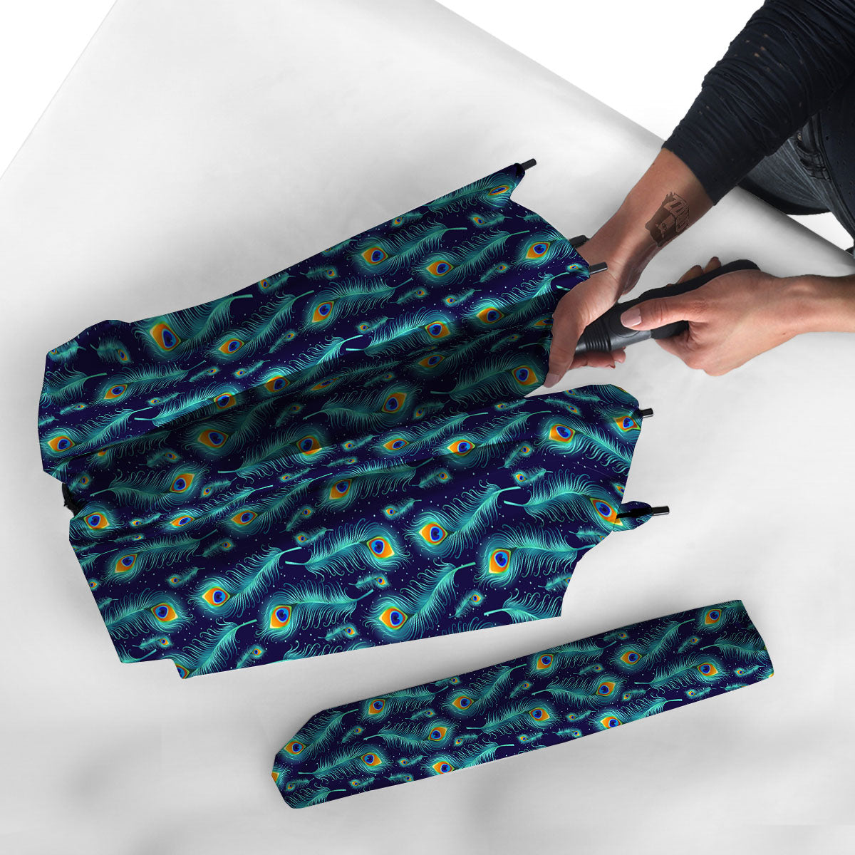 Peacock Tail Print Pattern Umbrella-grizzshop