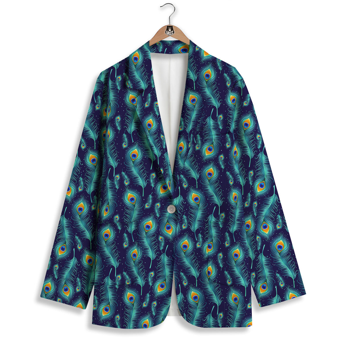 Peacock Tail Print Pattern Women's Blazer-grizzshop