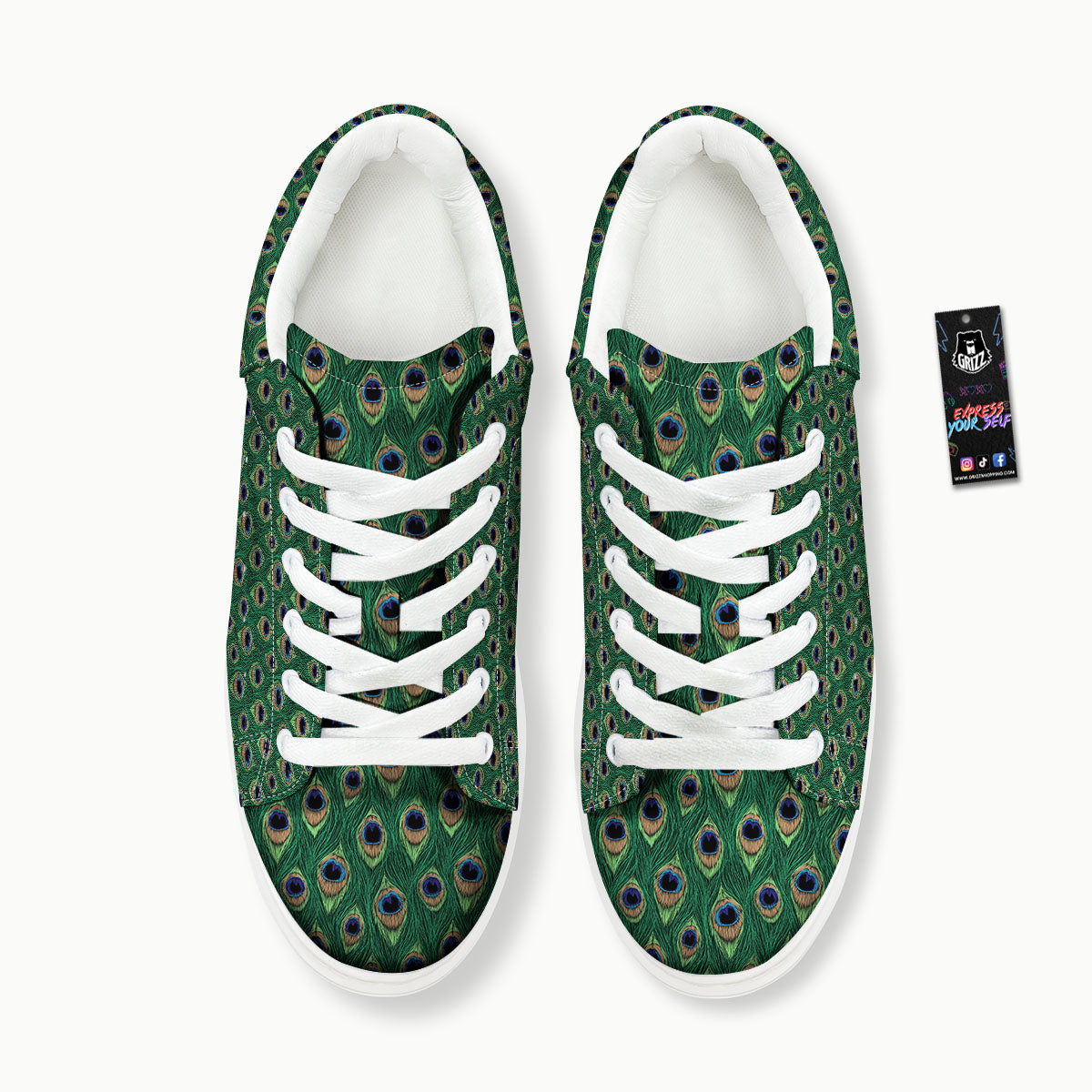Peacock Tail Print Platform Shoes-grizzshop