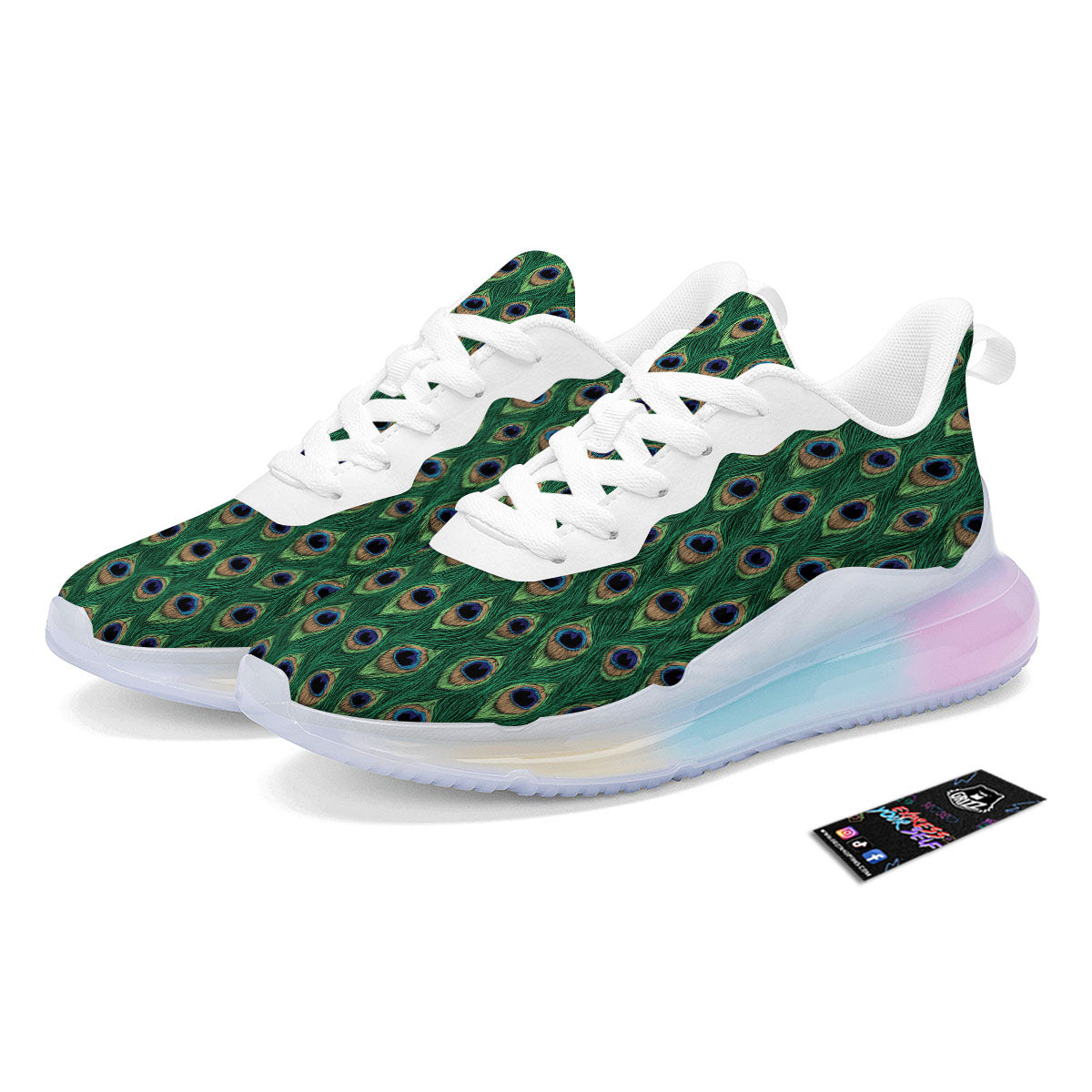 Peacock Tail Print Running Sneakers-grizzshop