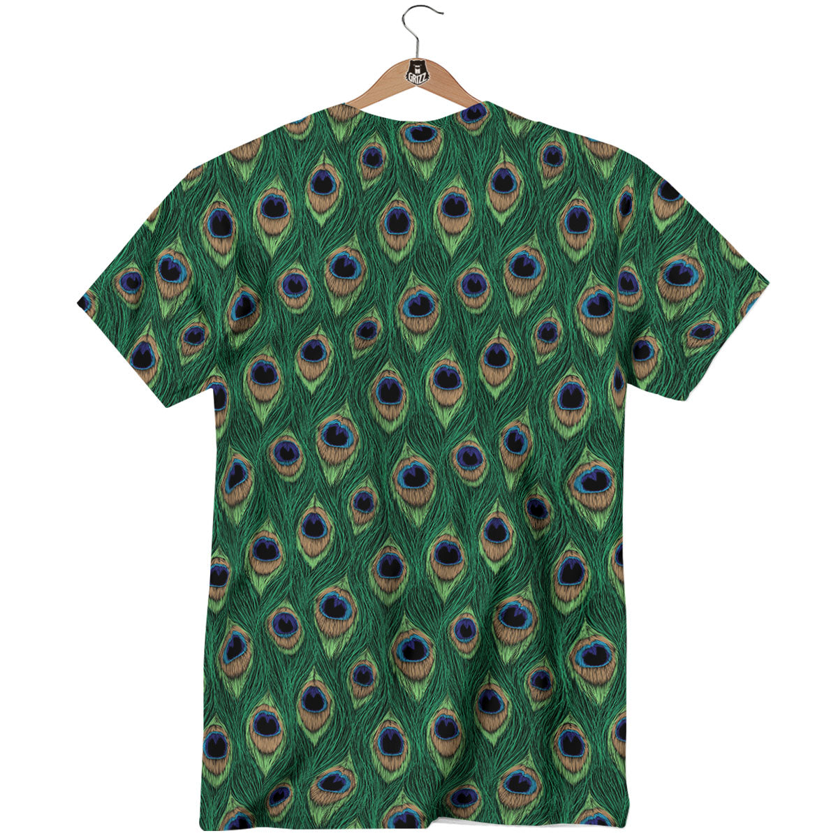Peacock Tail Print T-Shirt-grizzshop