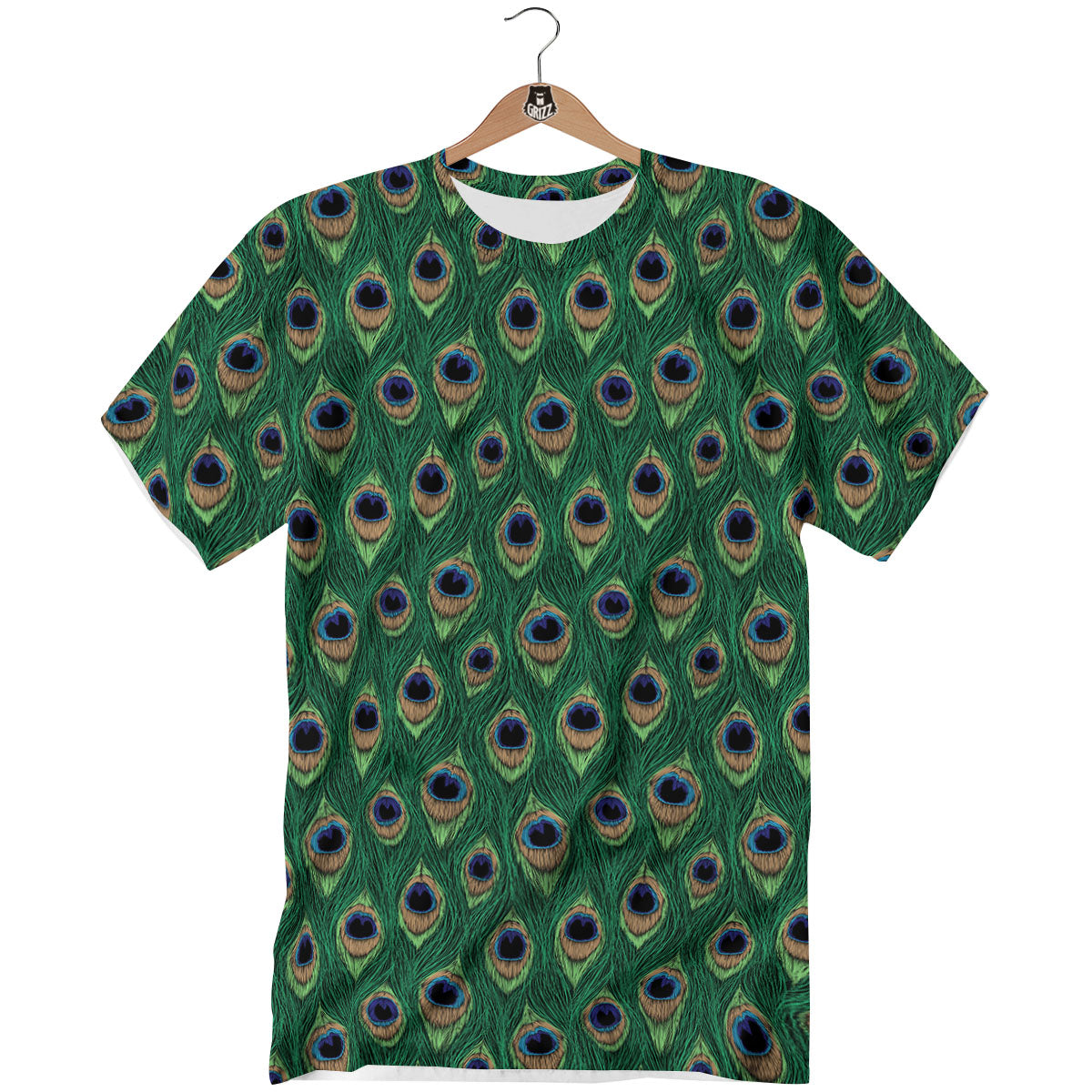 Peacock Tail Print T-Shirt-grizzshop