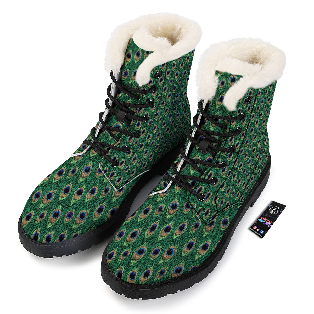 Peacock Tail Print Winter Boots-grizzshop