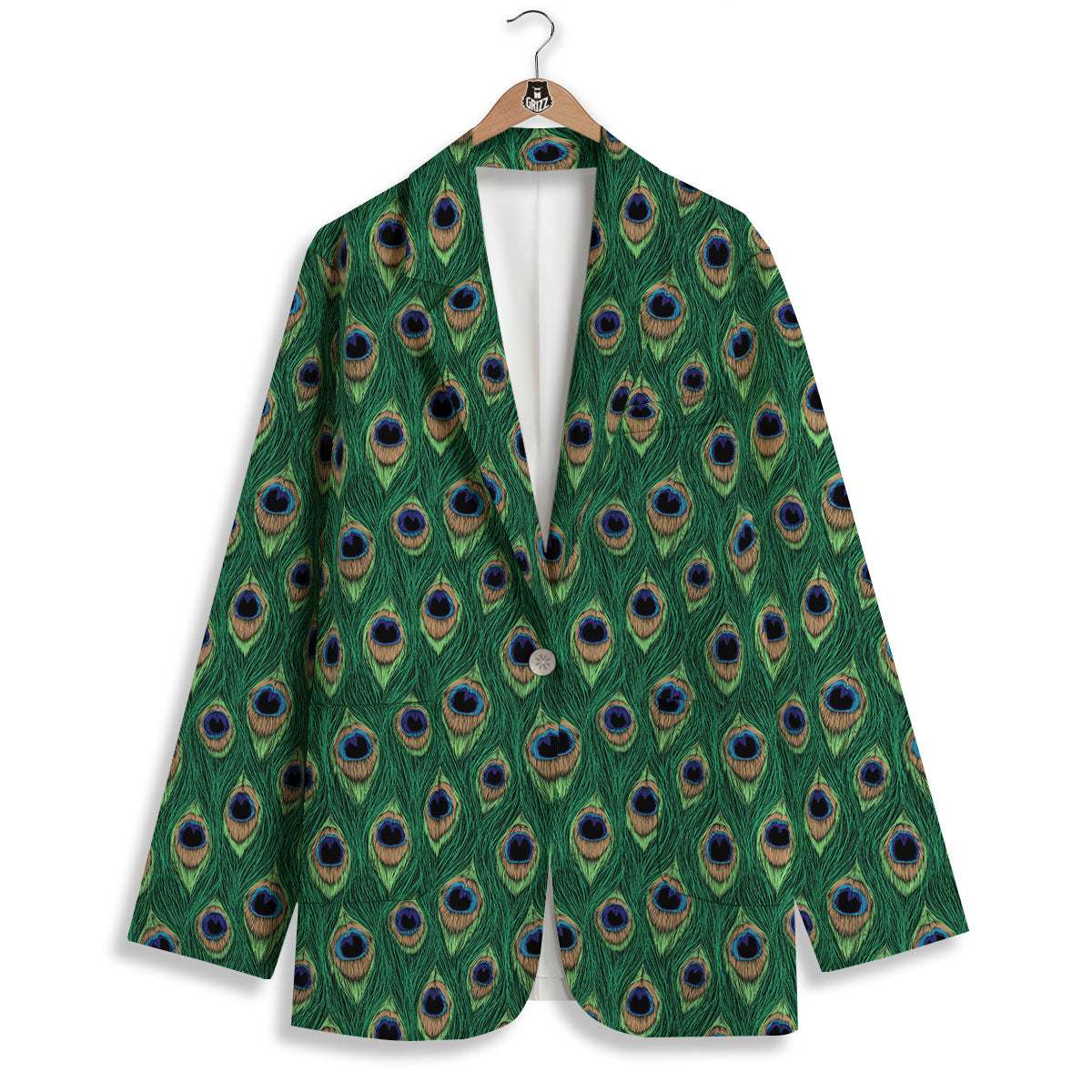 Peacock Tail Print Women's Blazer-grizzshop