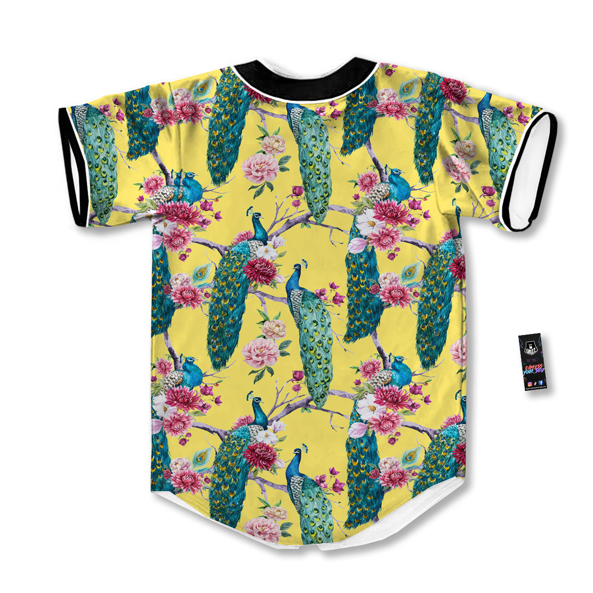 Peacock Vintage Watercolor Print Pattern Baseball Jersey-grizzshop