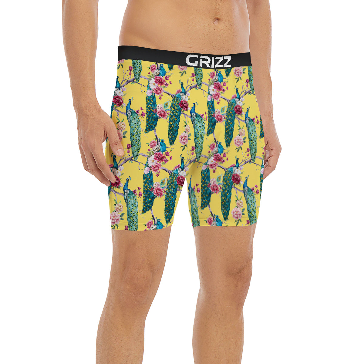 Peacock Vintage Watercolor Print Pattern Boxer Briefs-grizzshop