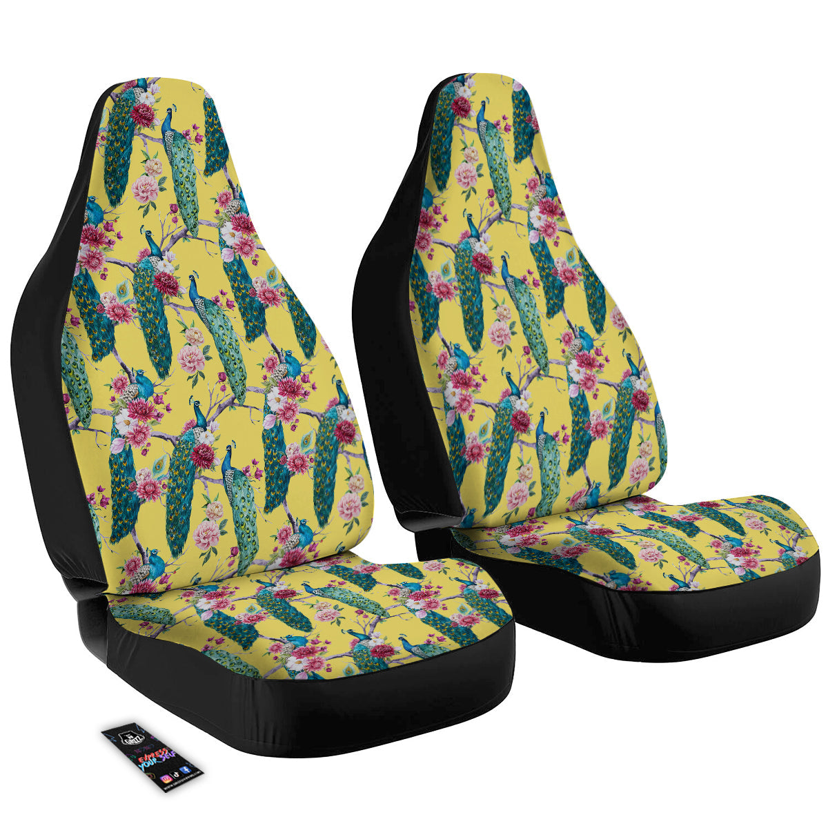 Peacock Vintage Watercolor Print Pattern Car Seat Covers-grizzshop