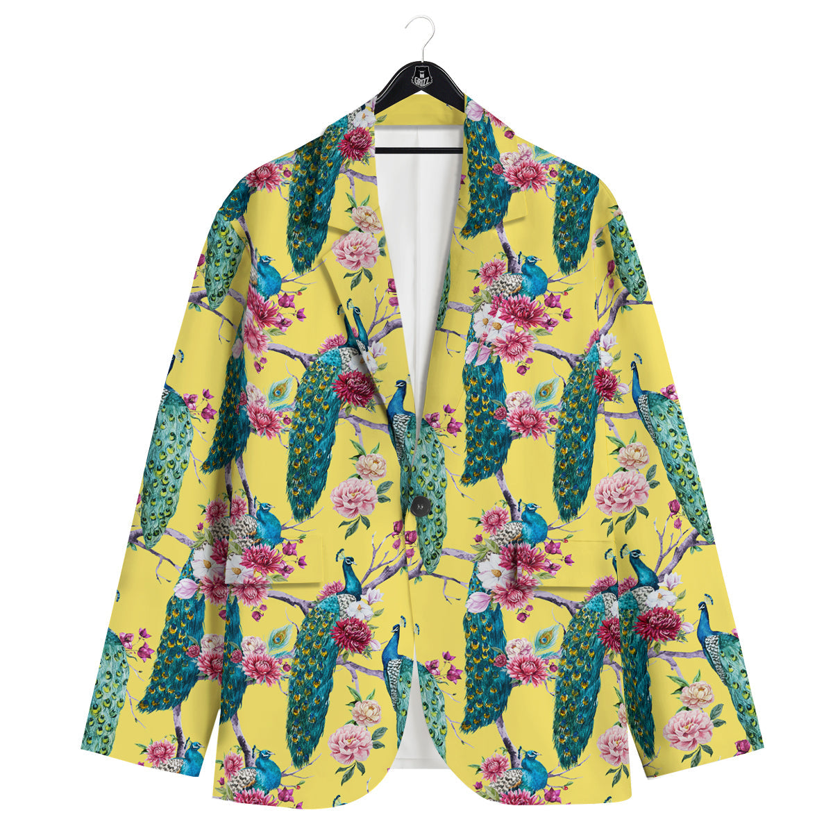 Peacock Vintage Watercolor Print Pattern Men's Sport Coat-grizzshop