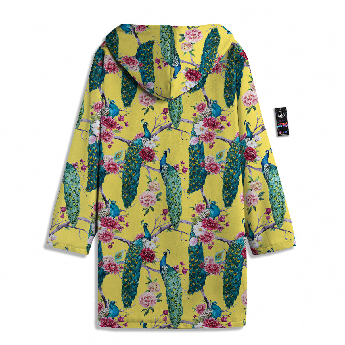 Peacock Vintage Watercolor Print Pattern Men's Windbreaker Jacket-grizzshop