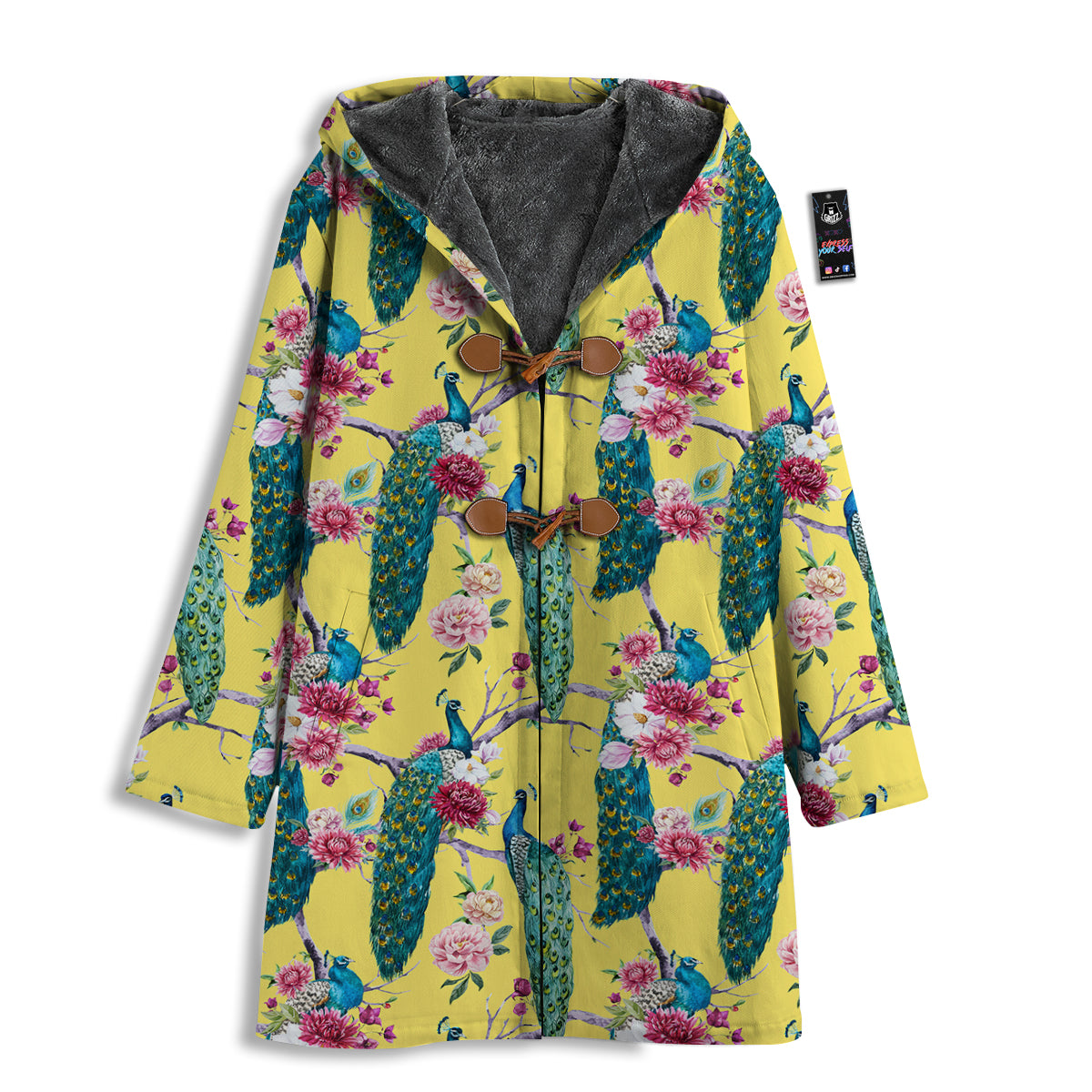 Peacock Vintage Watercolor Print Pattern Men's Windbreaker Jacket-grizzshop