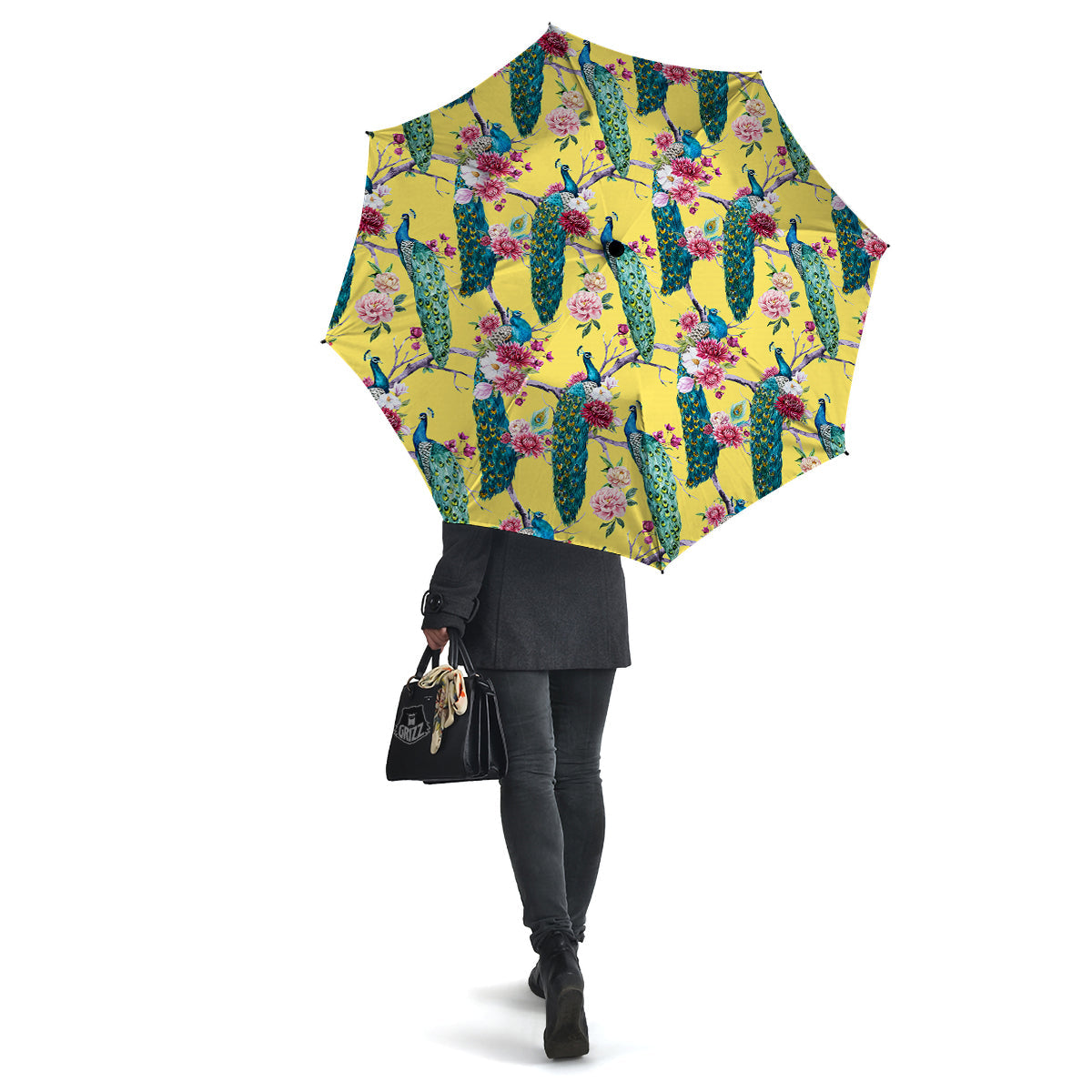 Peacock Vintage Watercolor Print Pattern Umbrella-grizzshop