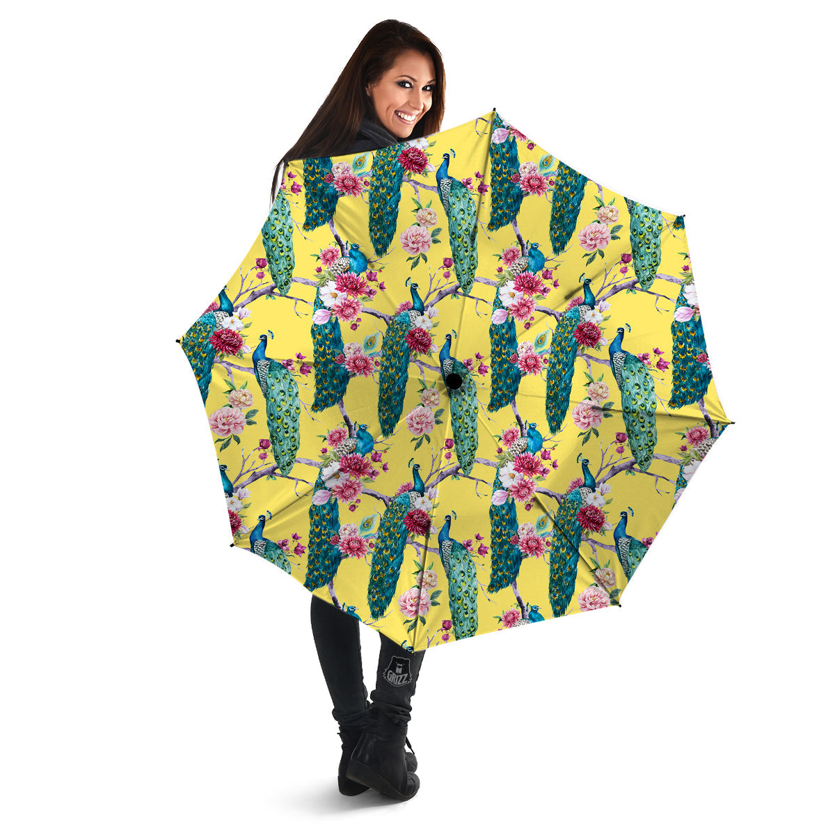 Peacock Vintage Watercolor Print Pattern Umbrella-grizzshop