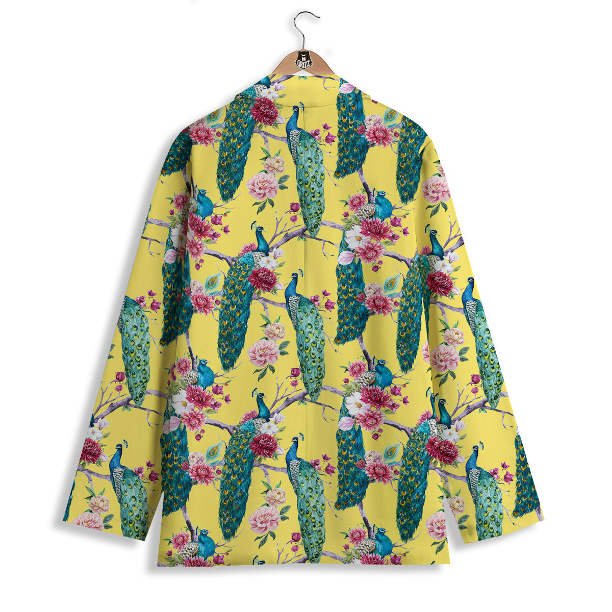 Peacock Vintage Watercolor Print Pattern Women's Blazer-grizzshop