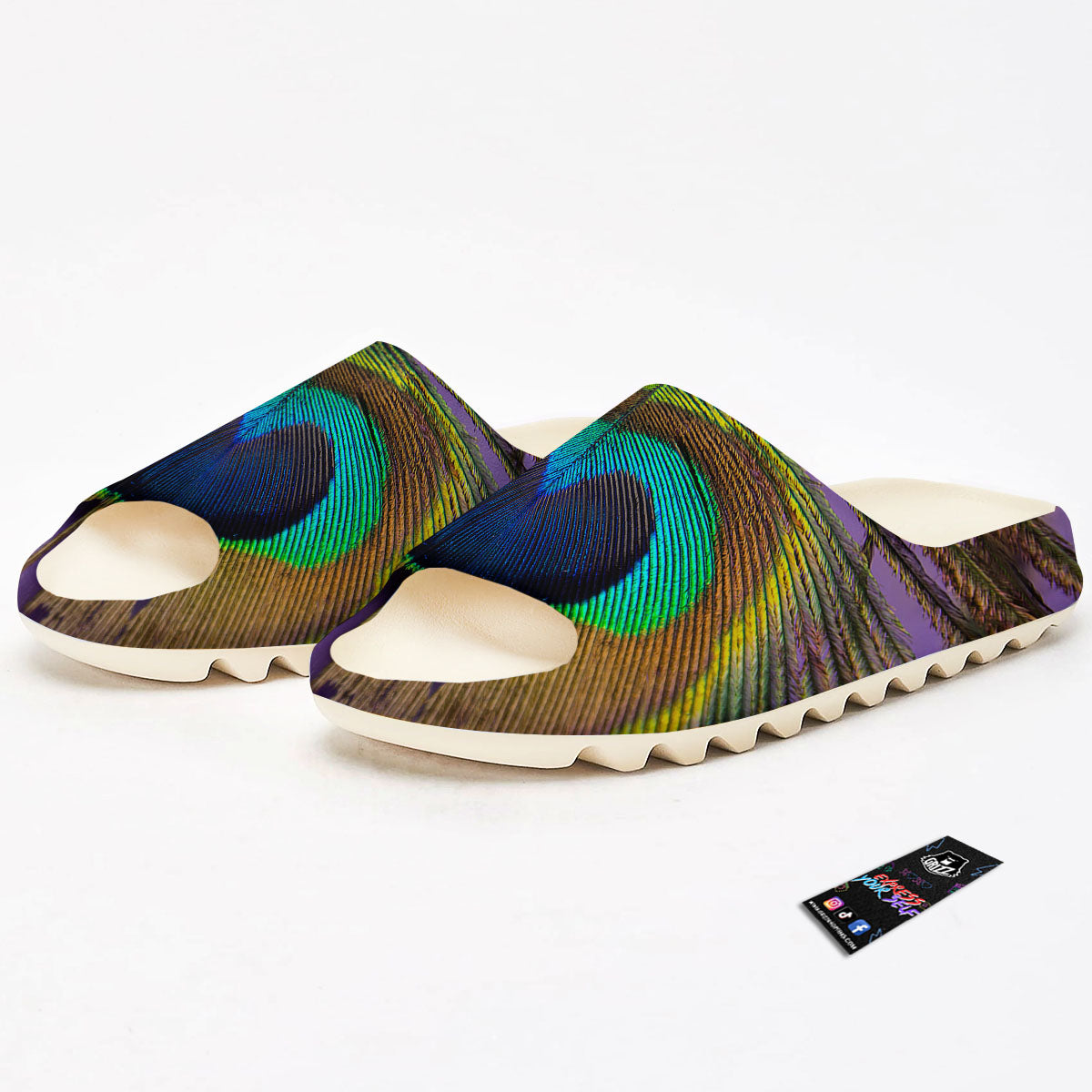 Peacock Feather Purple Bohemian Print Sandals-grizzshop