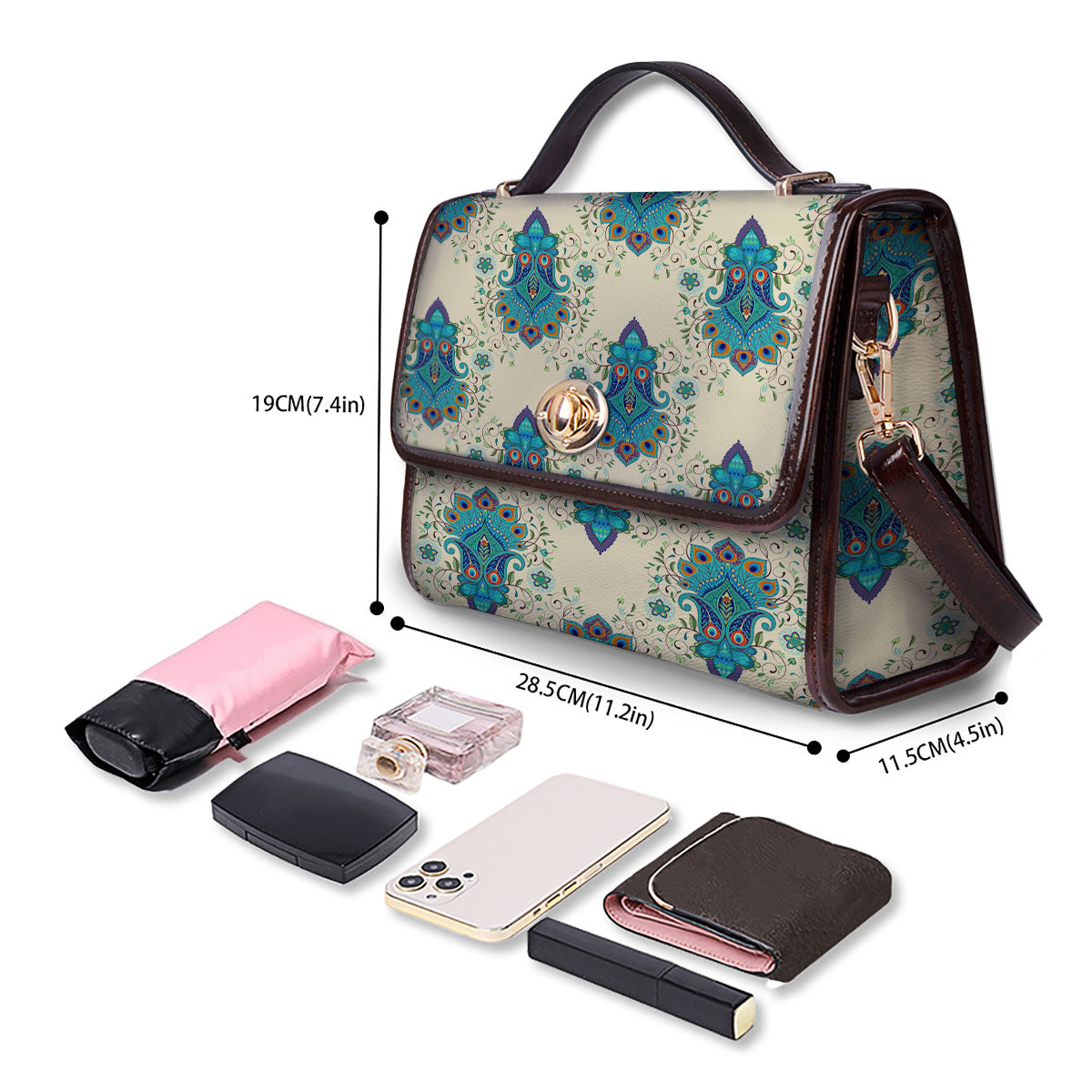 Peacock Feather Vintage Print Pattern Women's Satchel Bag