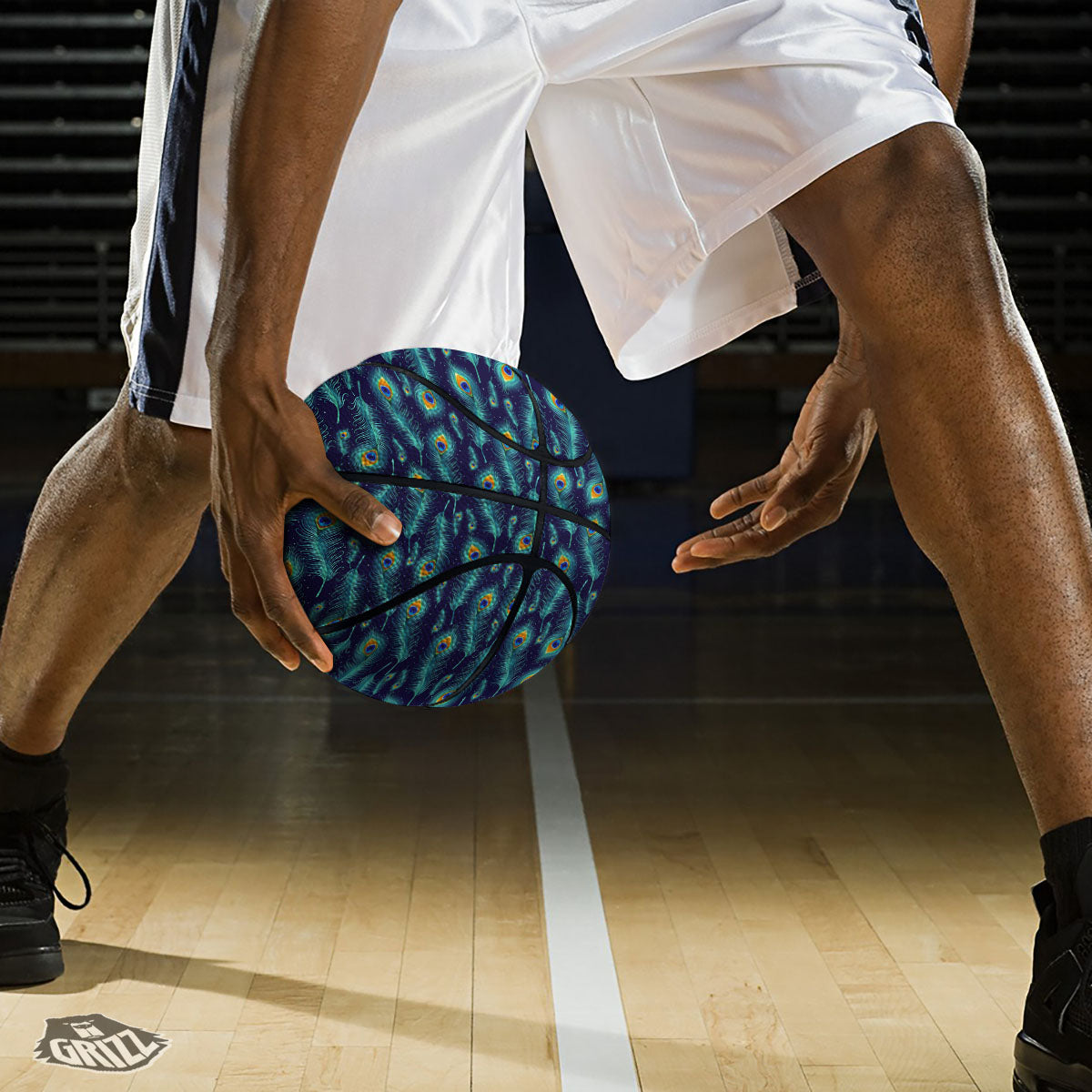 Peacock Tail Print Pattern Basketball